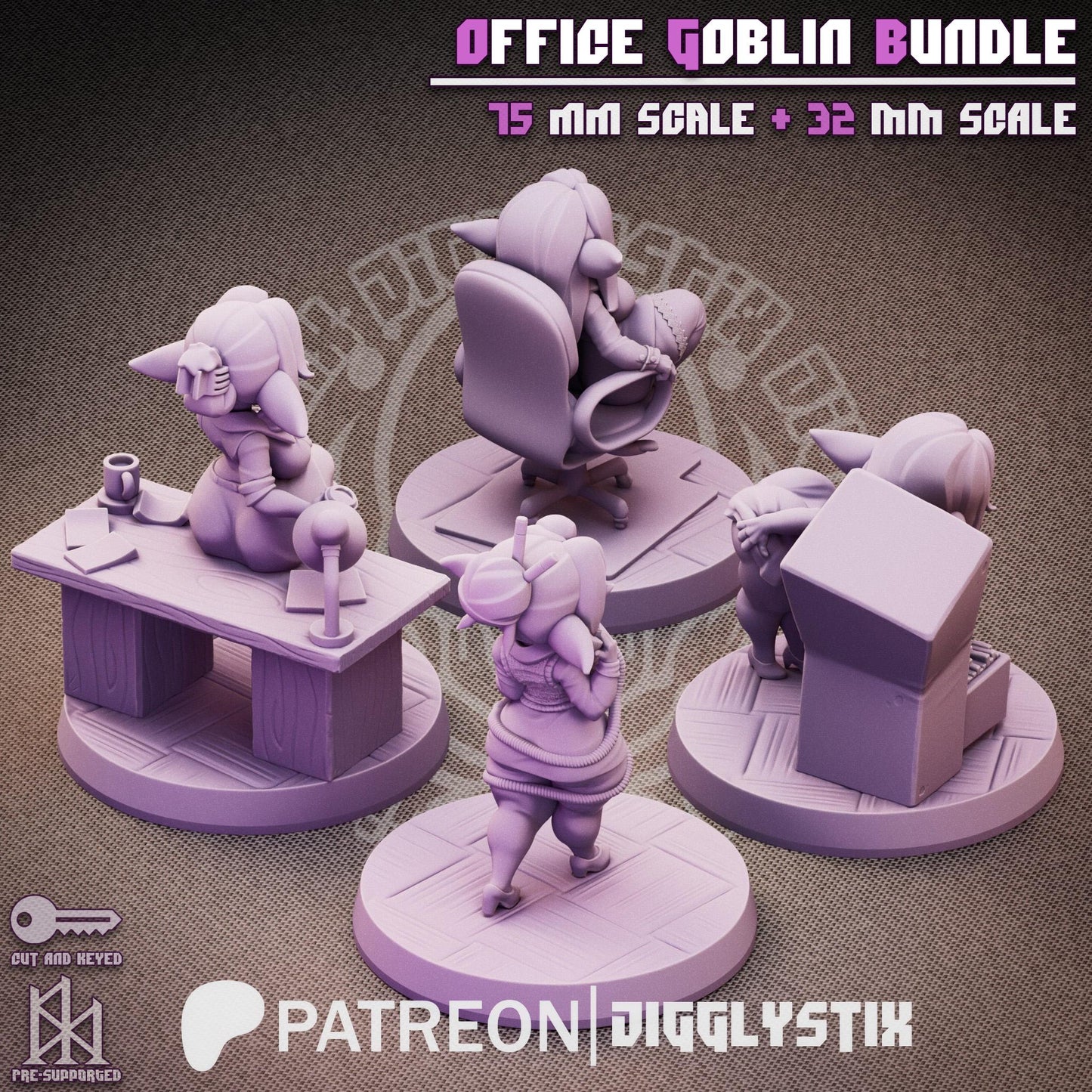 Office Goblin Girl Bundle - 32mm or 75mm - Jigglystix