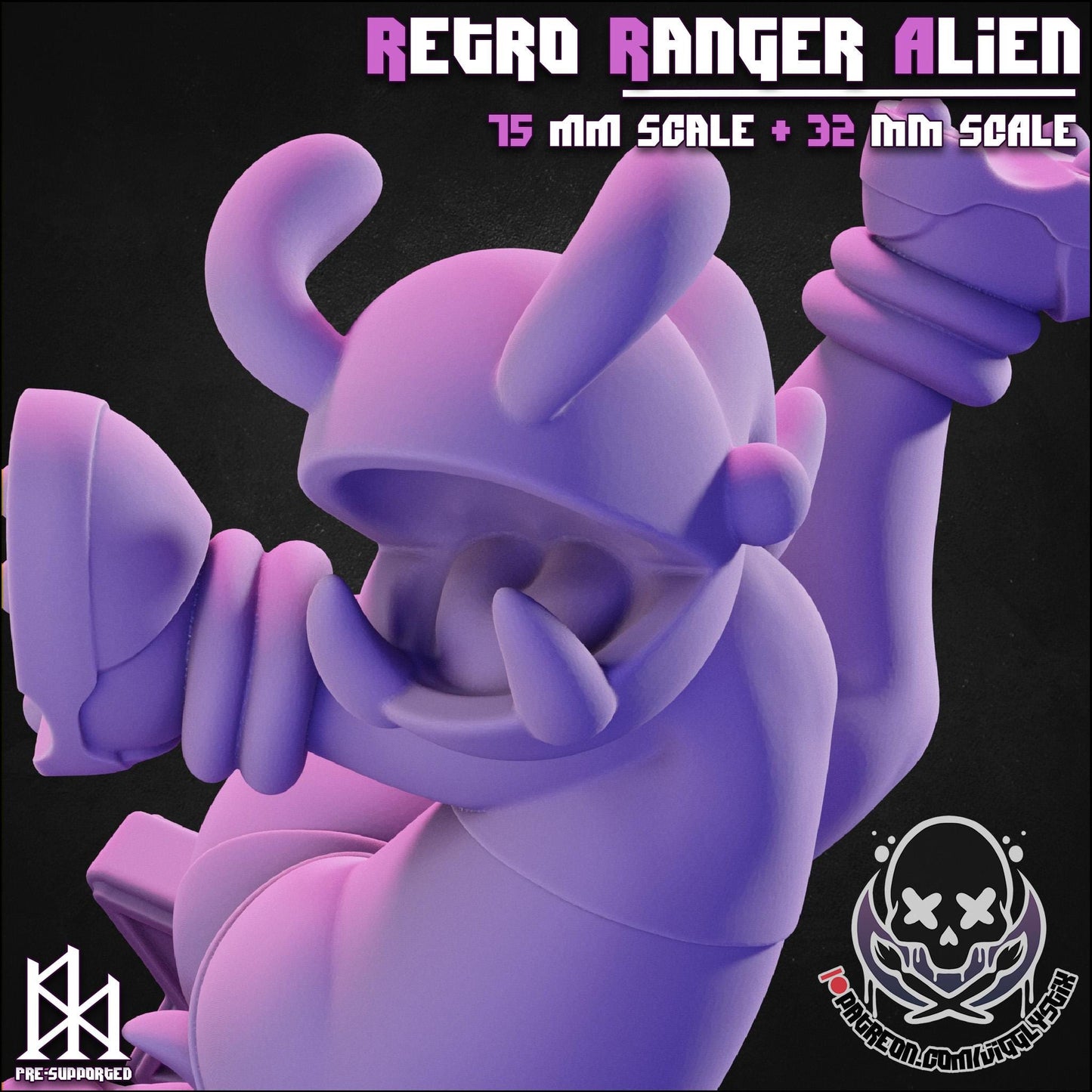 Retro Ranger Alien Miniature - 32mm or 75mm - Jigglystix