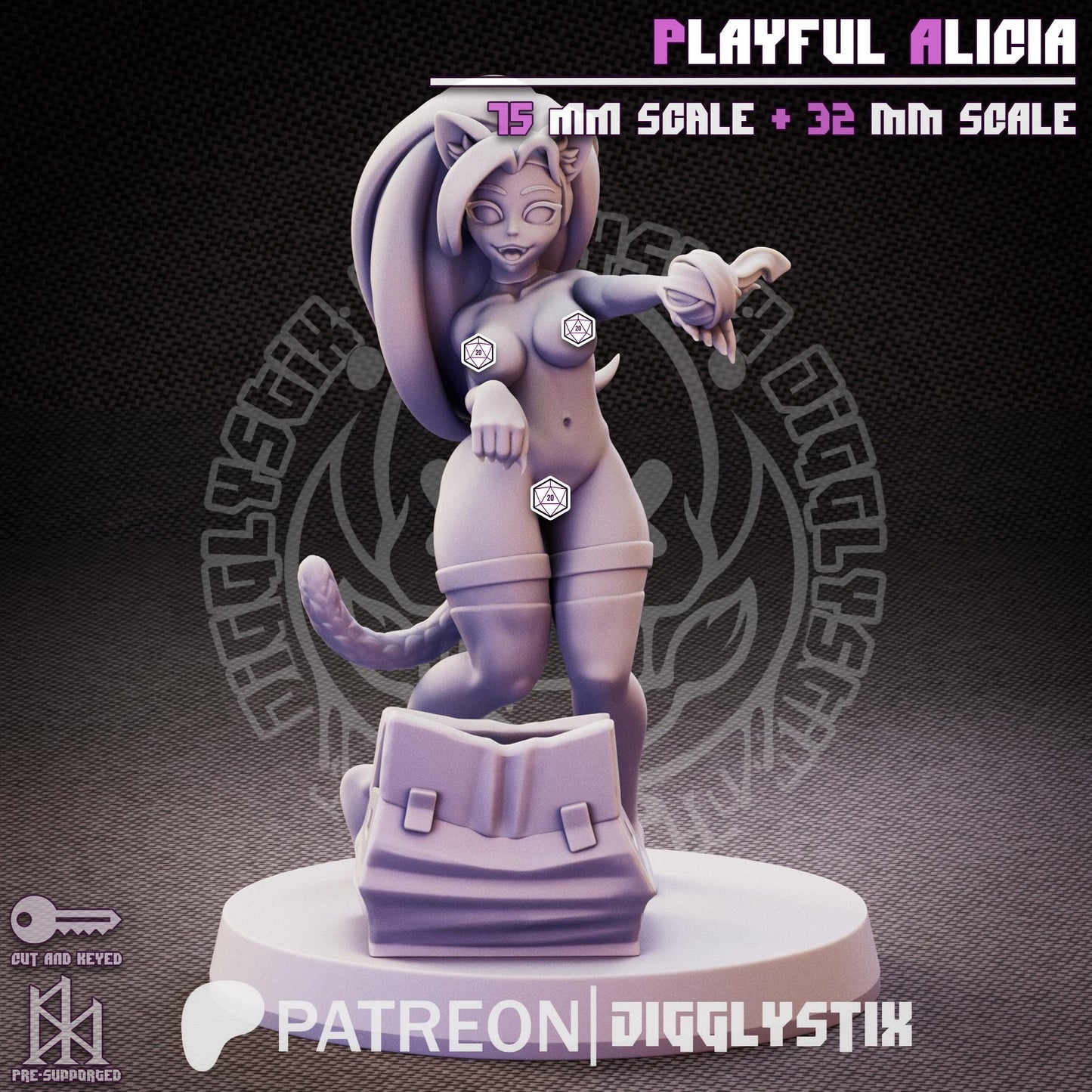 Playful Alicia Cat Girl Pin Up Miniature | Jigglystix