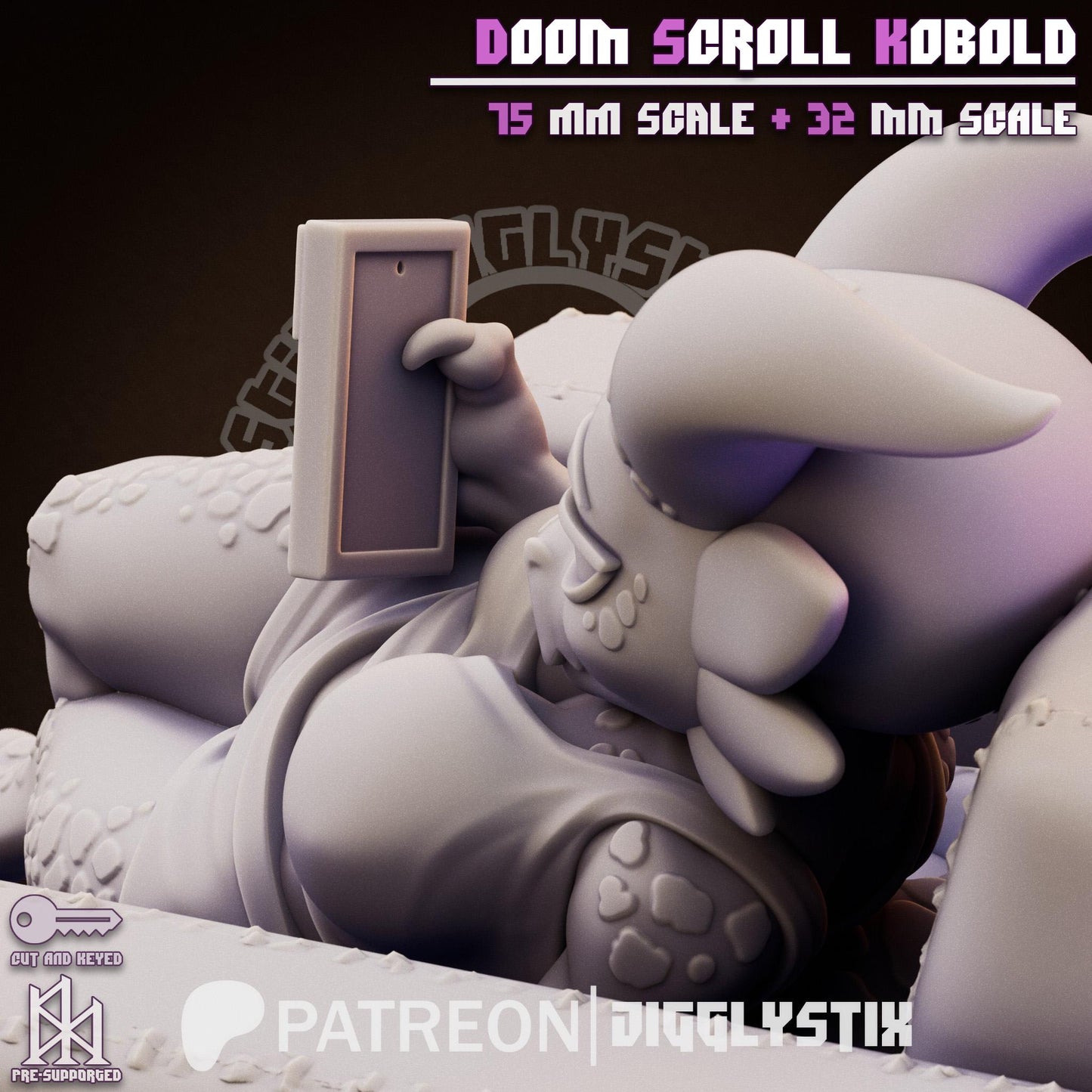 Doom Scroll Kobold Pin Up Miniature | Jigglystix