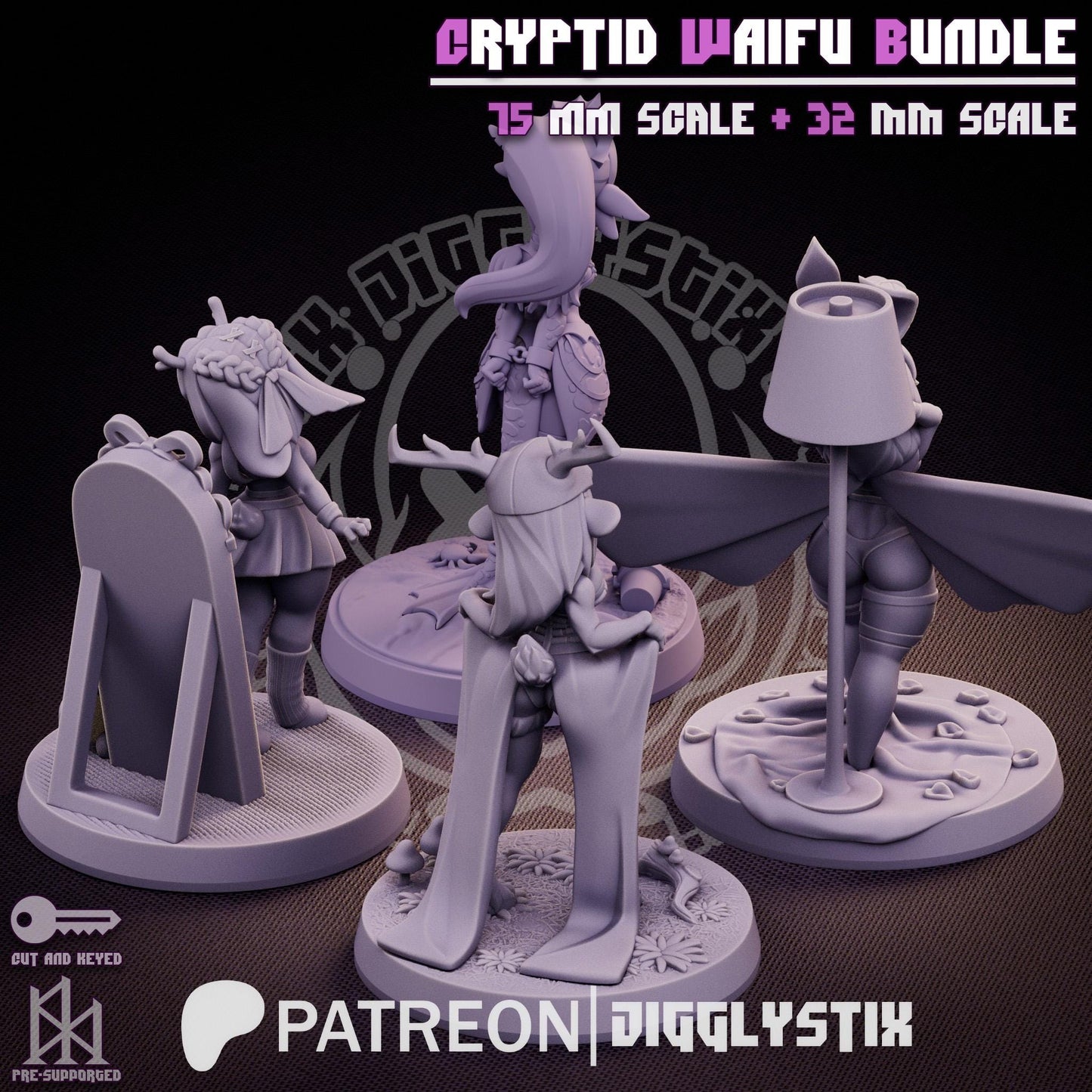 Cryptid Waifu Pin Up Miniature Bundle | Jigglystix