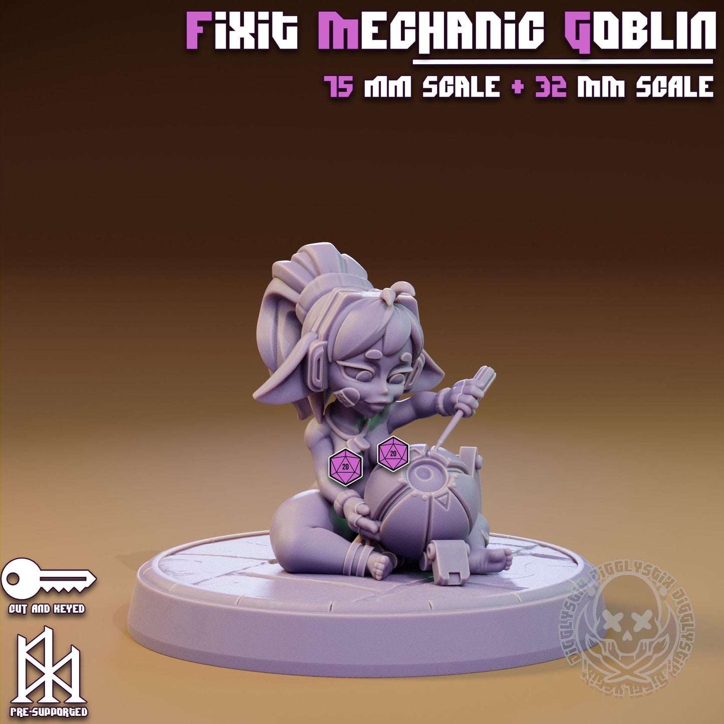 Fixit Mechanic Goblin Pin Up Miniature | Jigglystix