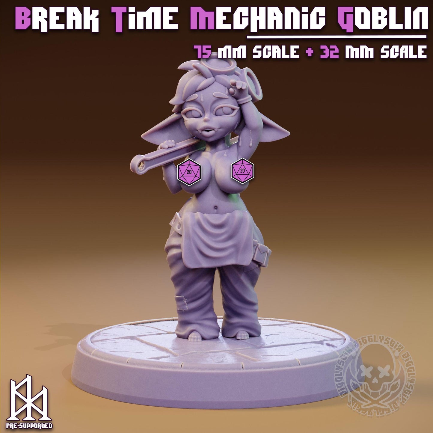 Breaktime Goblin Mechanic Pin Up Miniature | Jigglystix