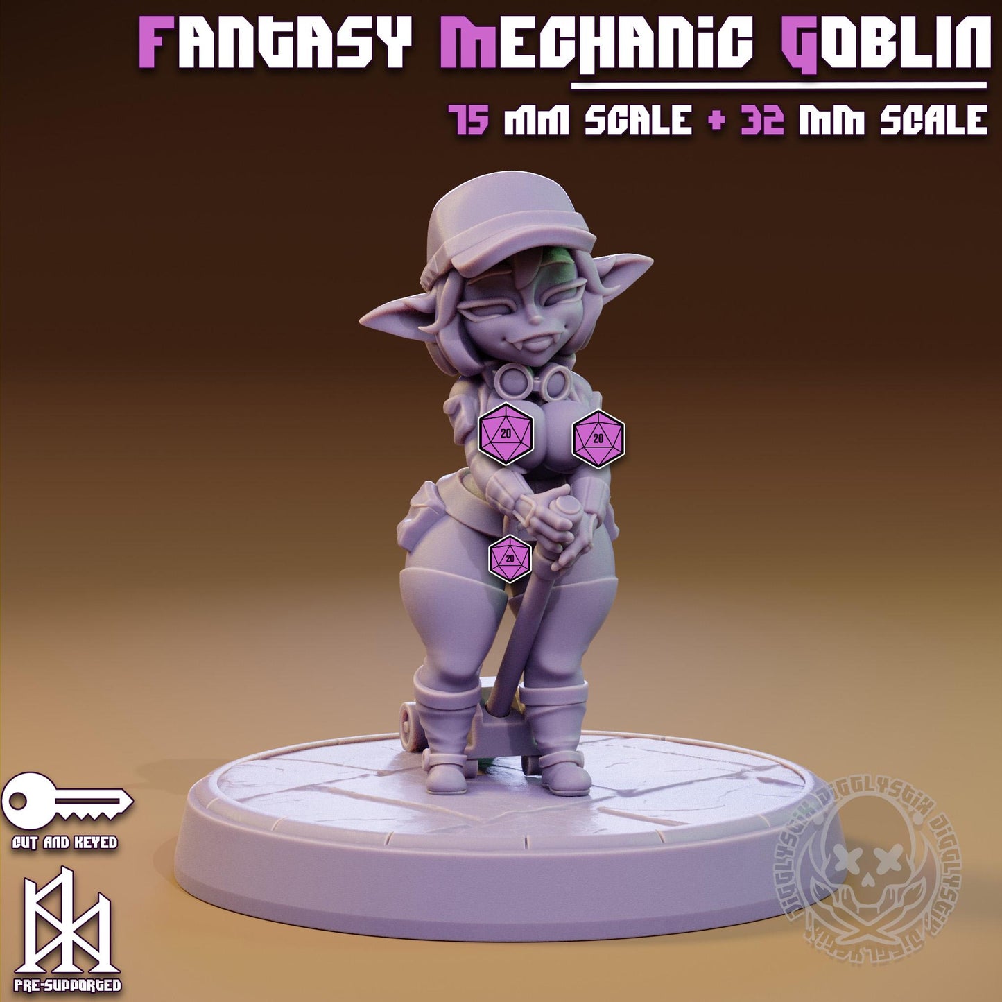 Fantasy Mechanic Goblin Pin Up Miniature | Jigglystix