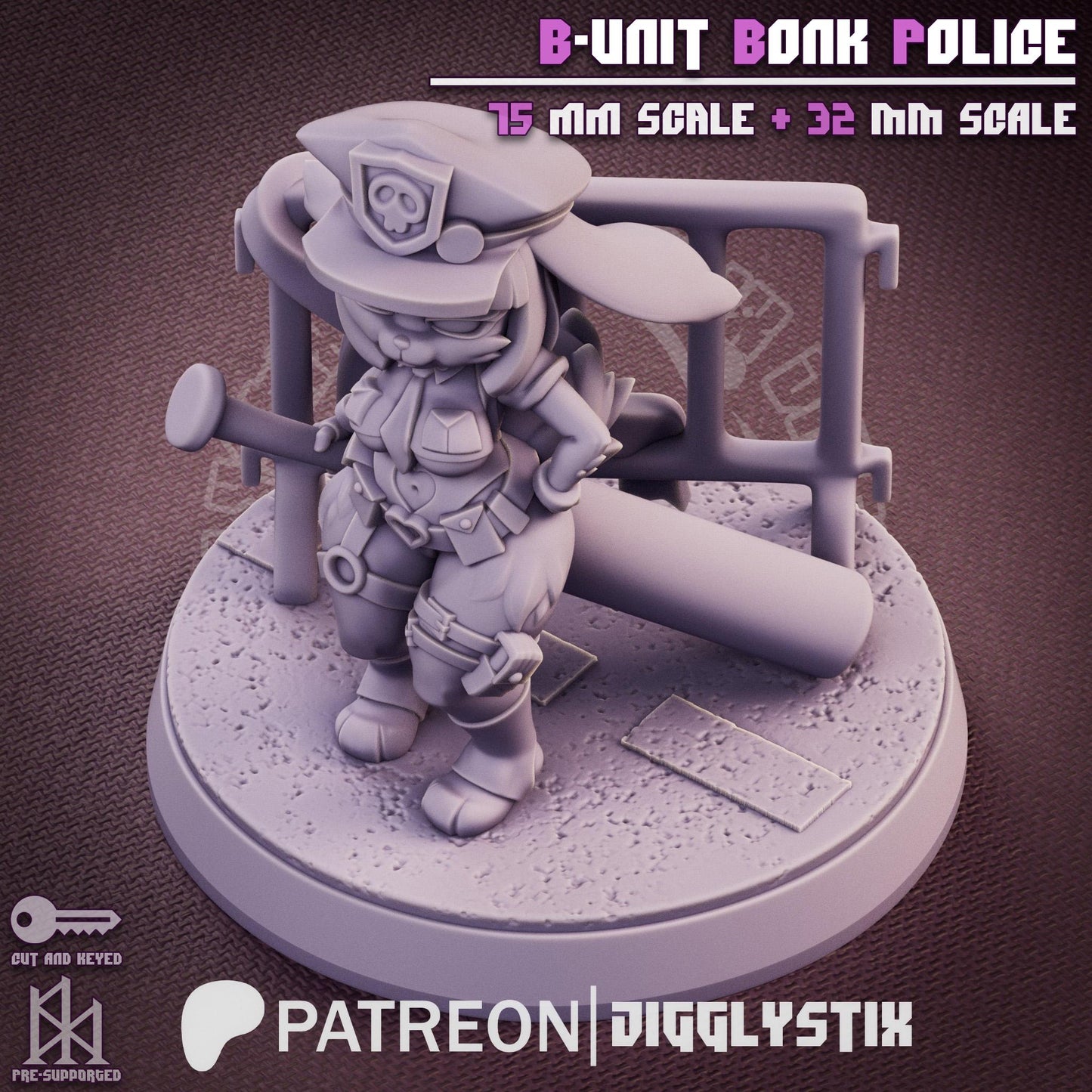 Bunny Cop Pin Up Miniature | Jigglystix