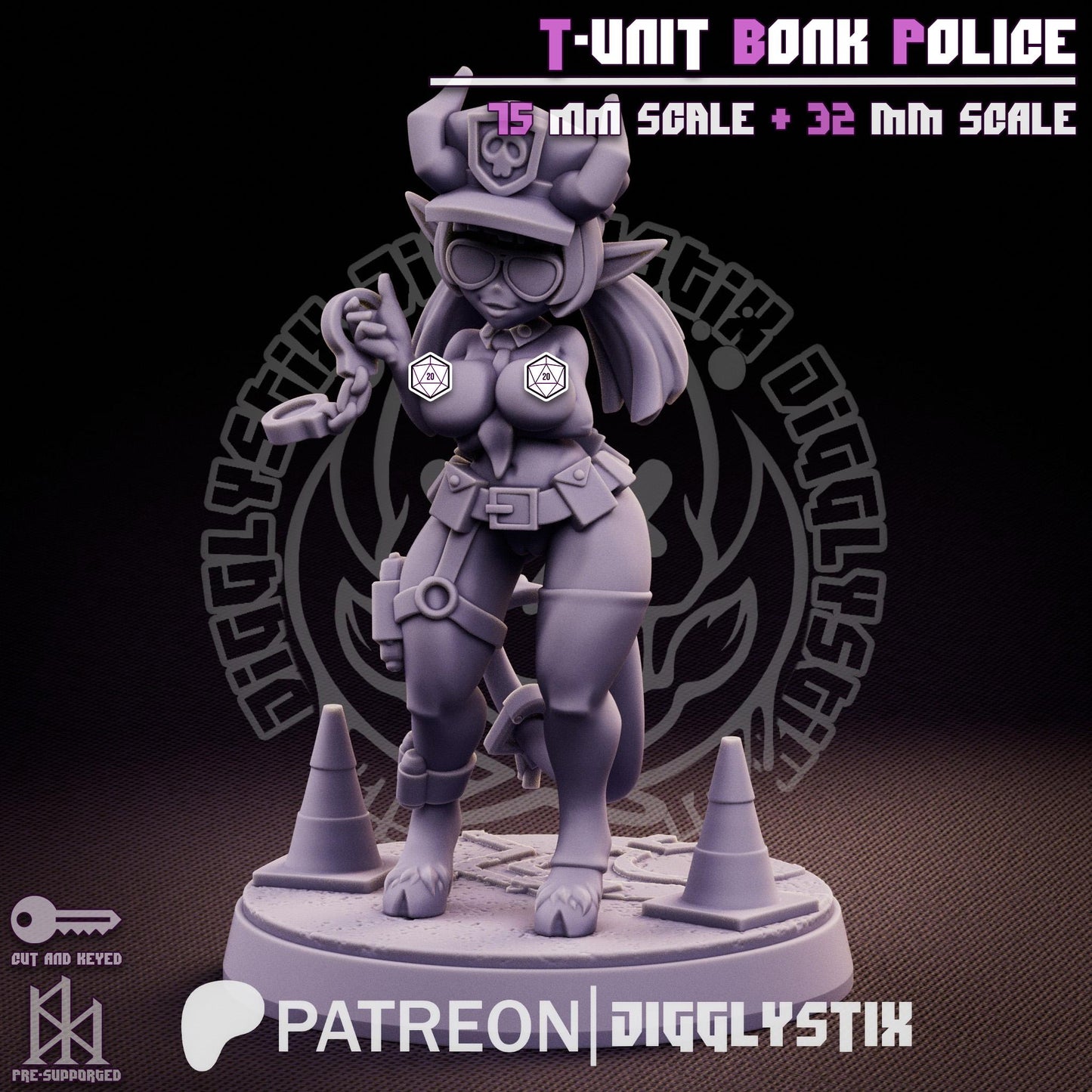 Tiefling Cop Pin Up Miniature | Jigglystix