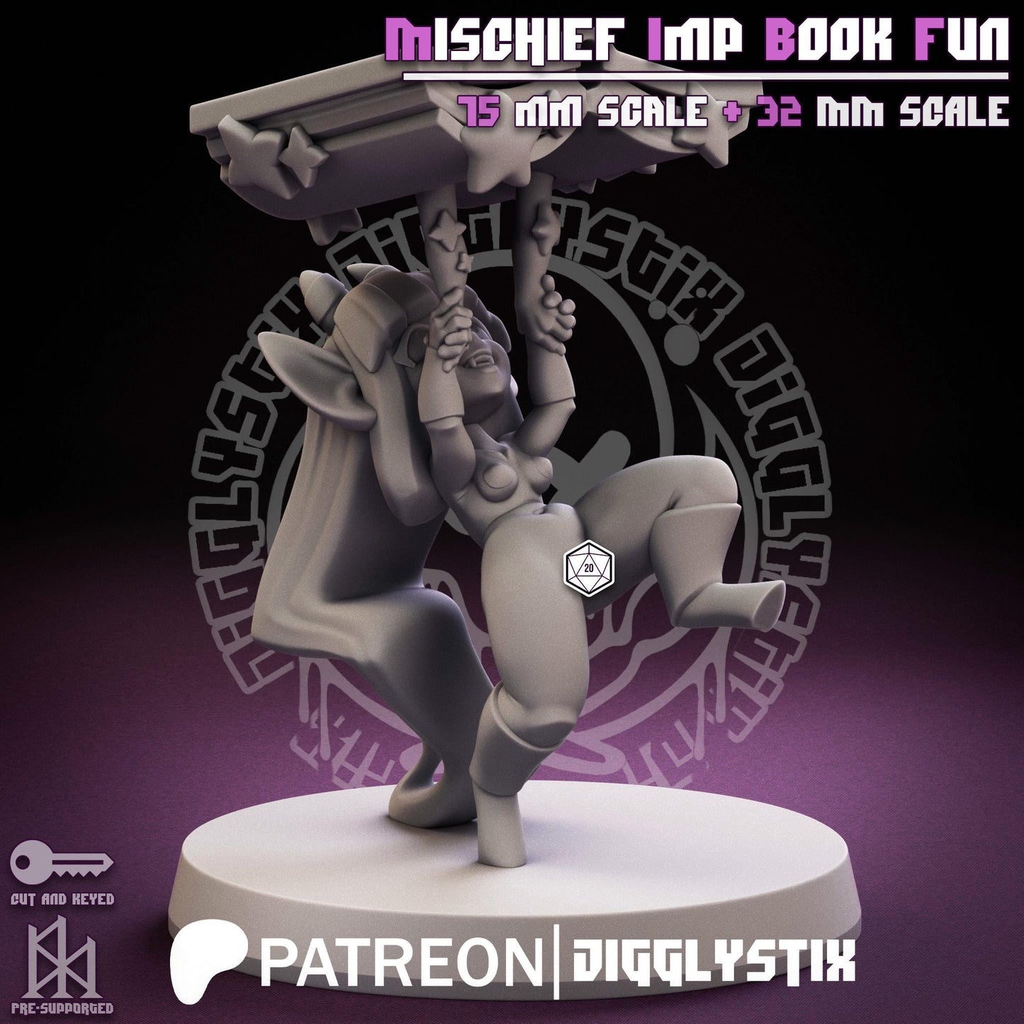 Mischief Imp Book Fun Pin Up Miniature | Jigglystix