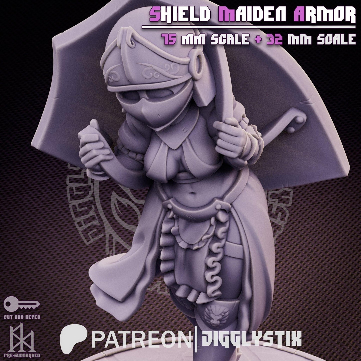 Shield Maiden Soldier Pin Up Miniature | Jigglystix