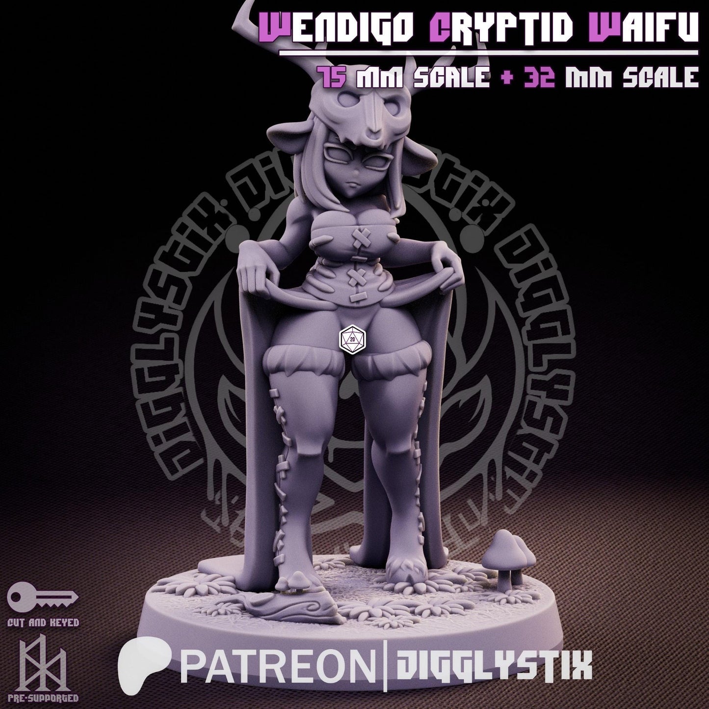 Wendigo Waifu Pin Up Miniature | Jigglystix