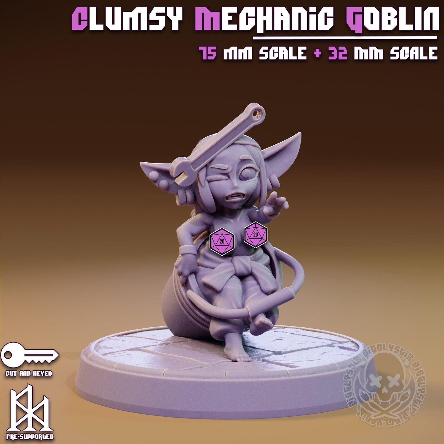 Clumsy Mechanic Goblin Pin Up Miniature | Jigglystix