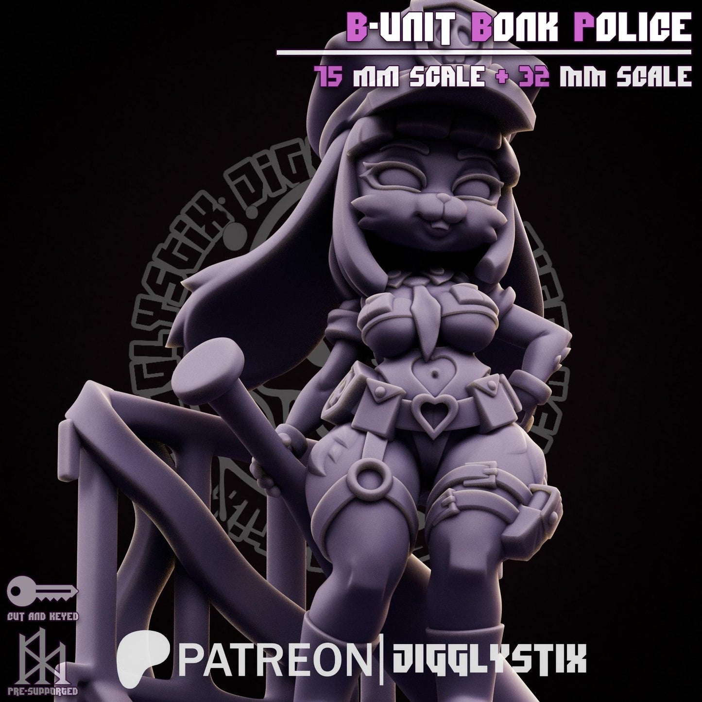 Bunny Cop Pin Up Miniature | Jigglystix