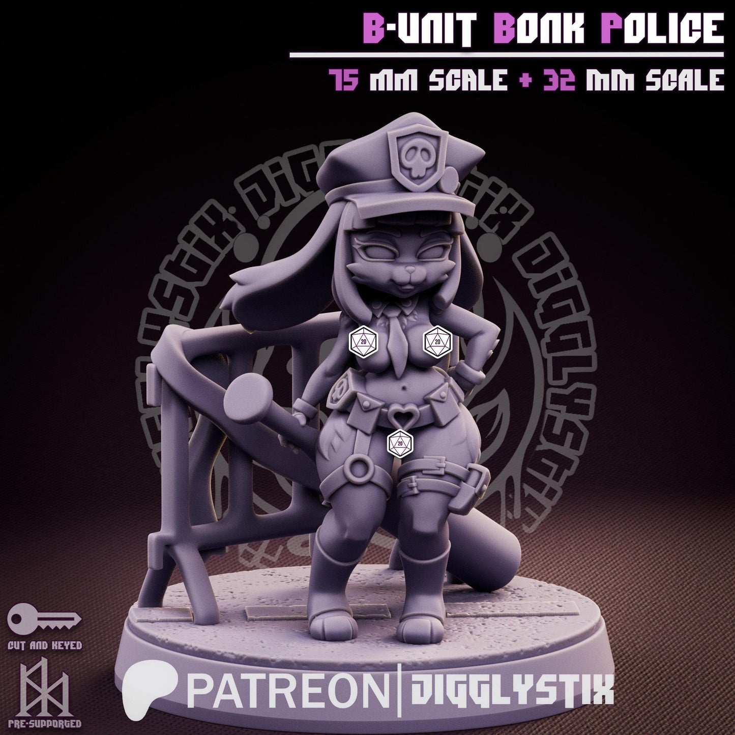 Bunny Cop Pin Up Miniature | Jigglystix