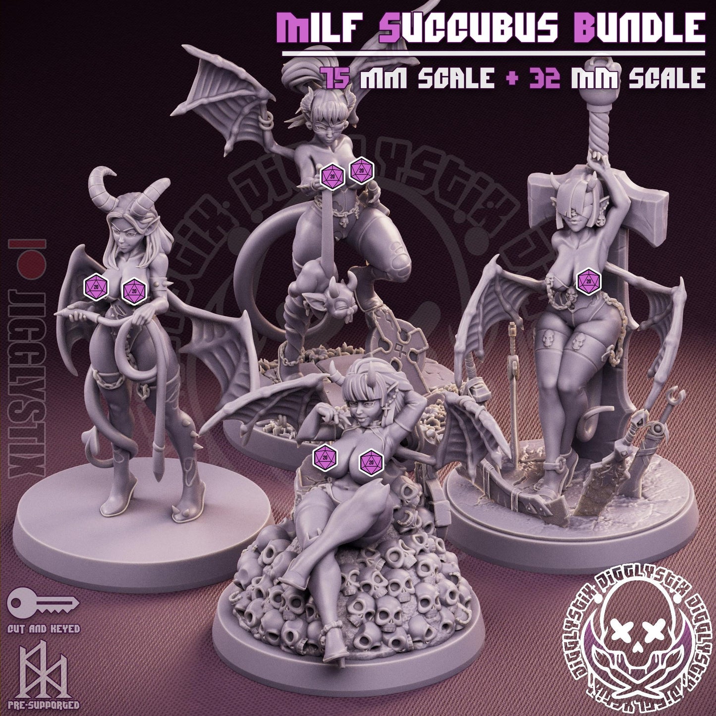 Milf Succubus Pin Up Miniature Bundle | Jigglystix