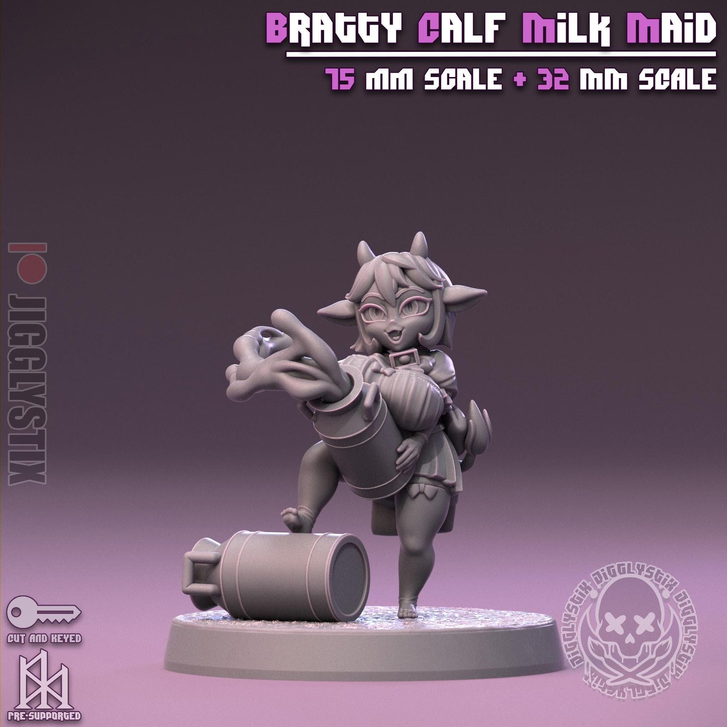 Bratty Calf Milk Maid Pin Up Miniature | Jigglystix