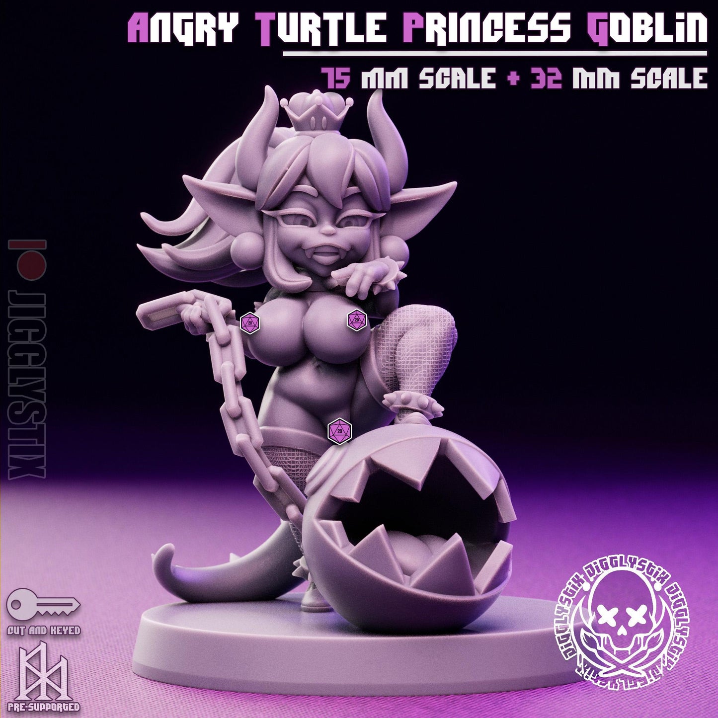 Angry Turtle Princess Goblin Pin Up Miniature | Jigglystix