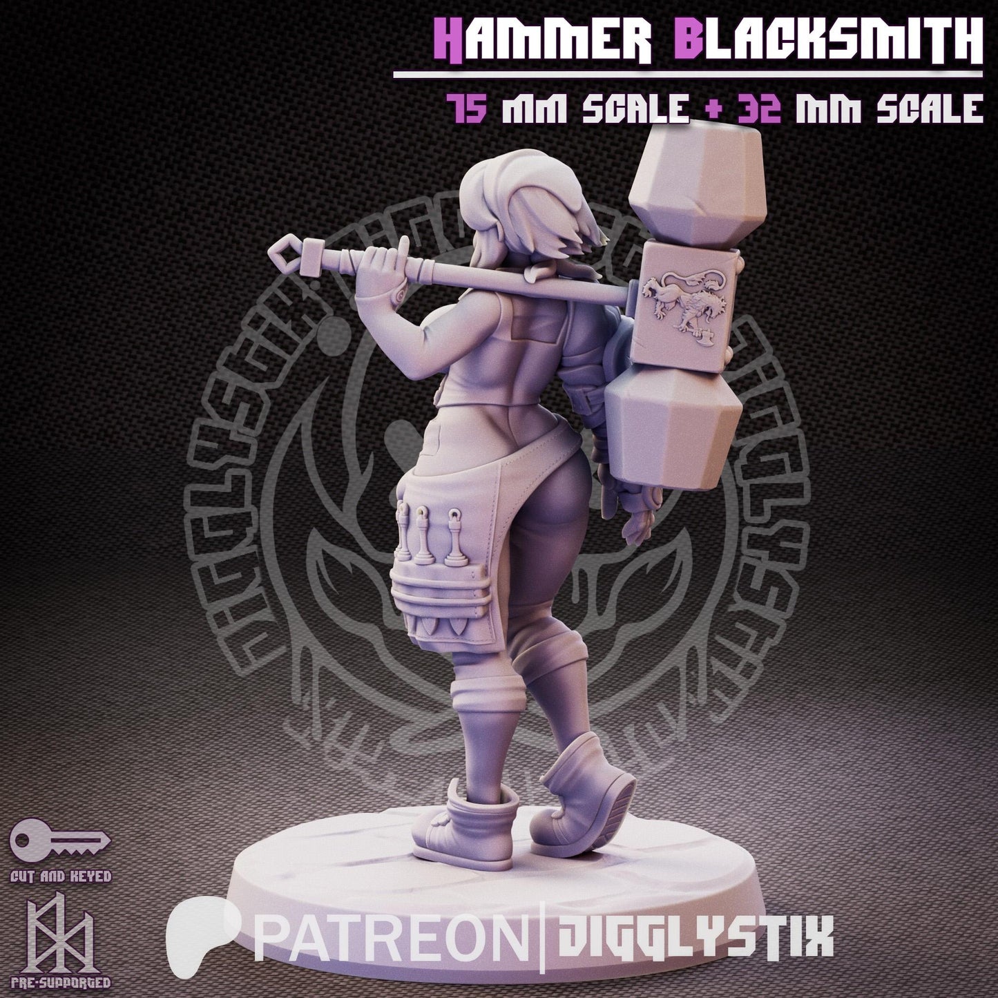 Hammer Blacksmith Pin Up Miniature | Jigglystix