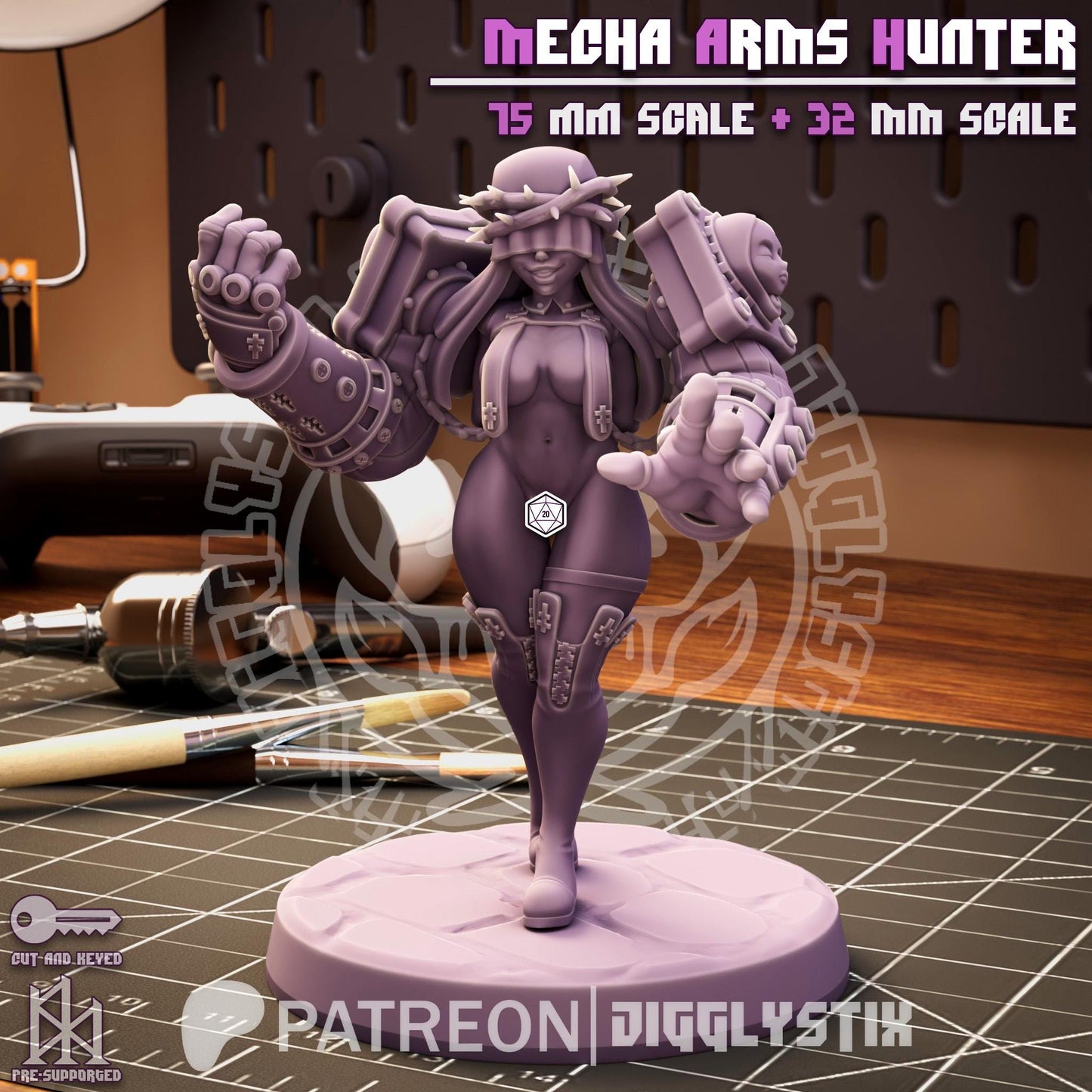 Mecha Arms Vampire Hunter Pin Up Miniature | Jigglystix