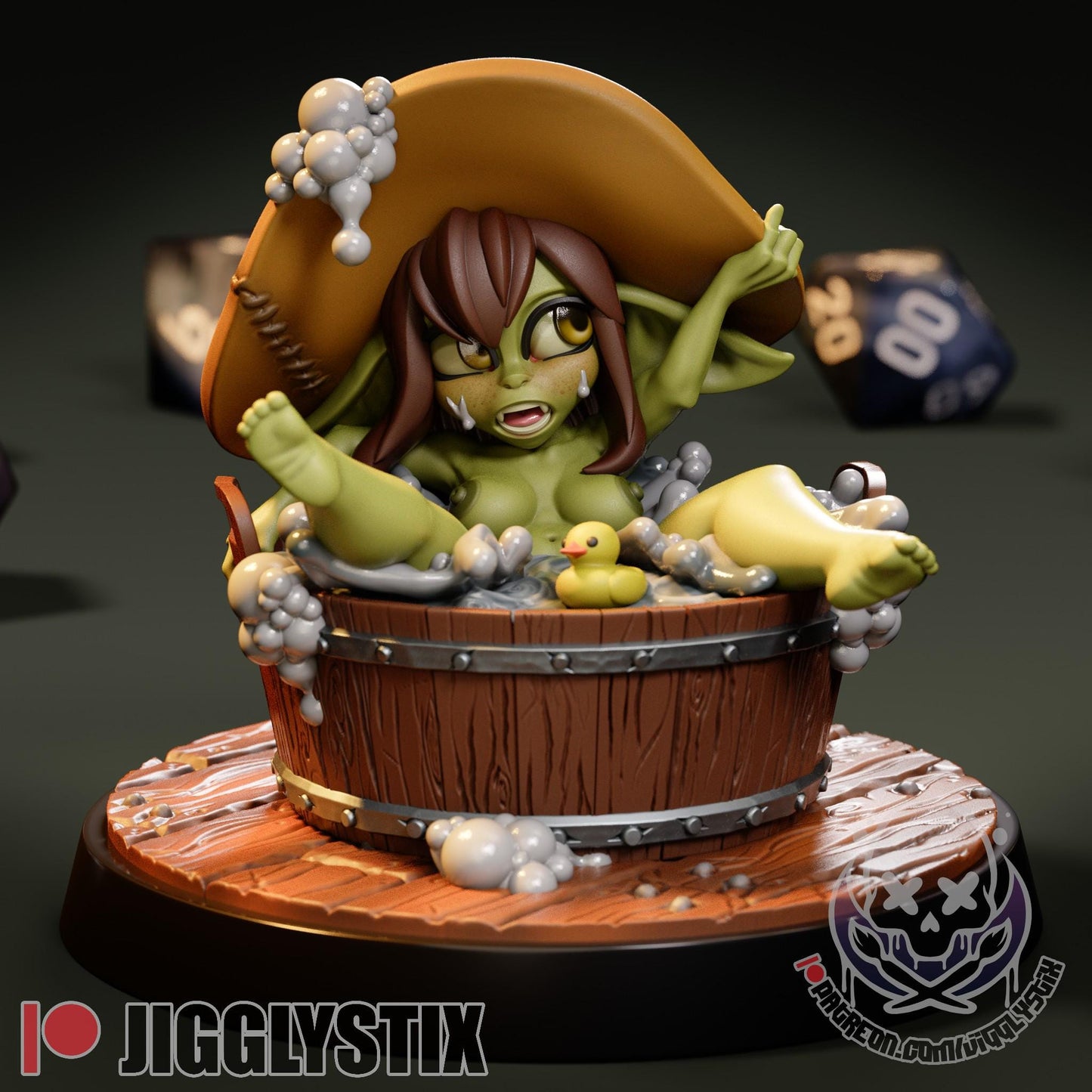 Bath Time Goblin Girl Miniature | Jigglystix