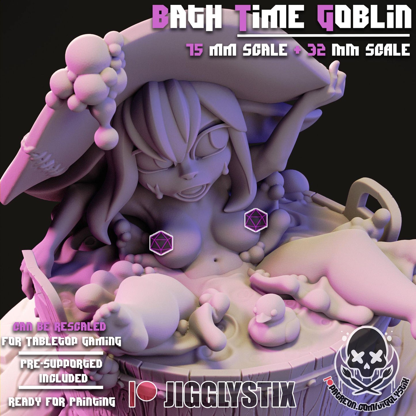 Bath Time Goblin Girl Miniature | Jigglystix