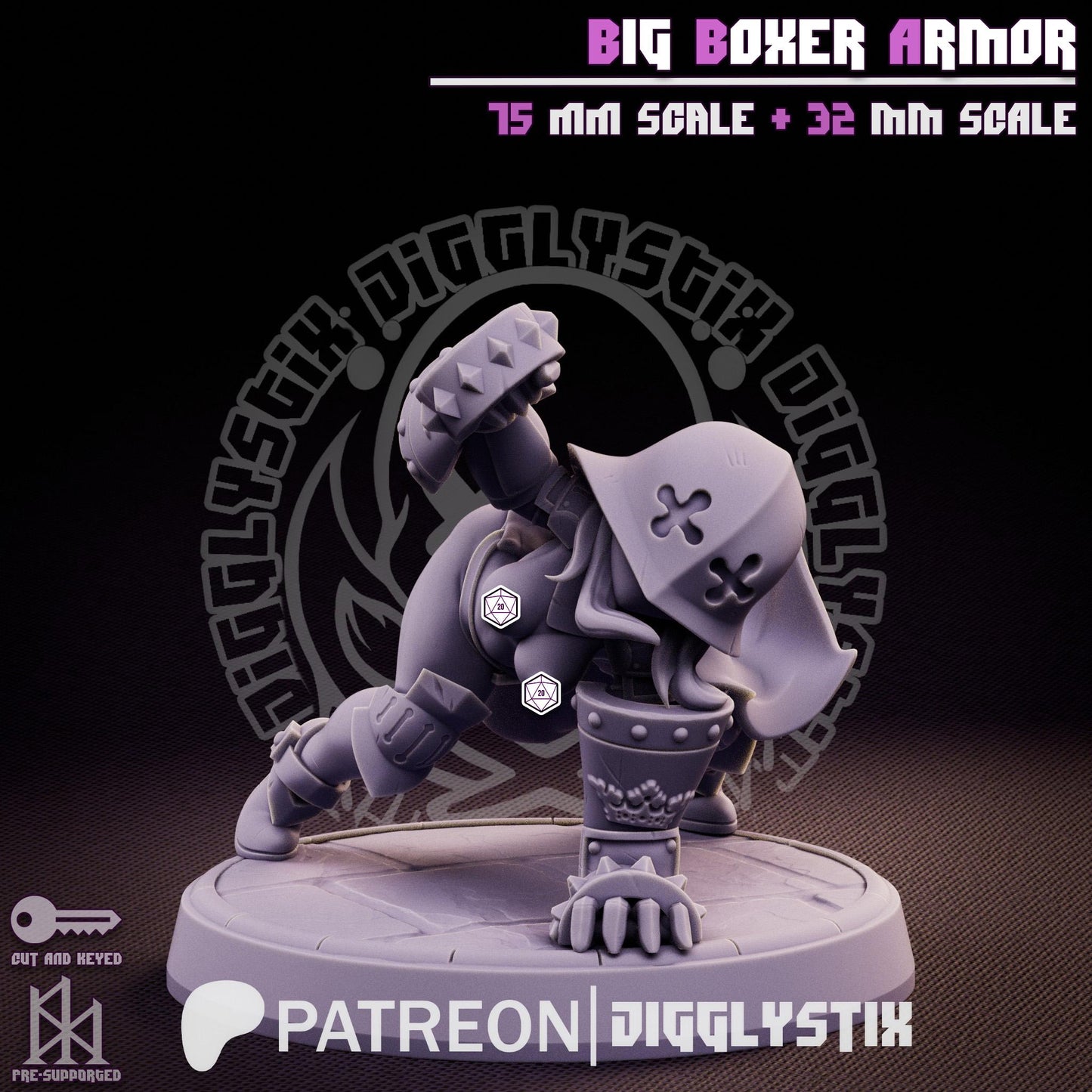Big Boxer Armor Soldier Pin Up Miniature | Jigglystix
