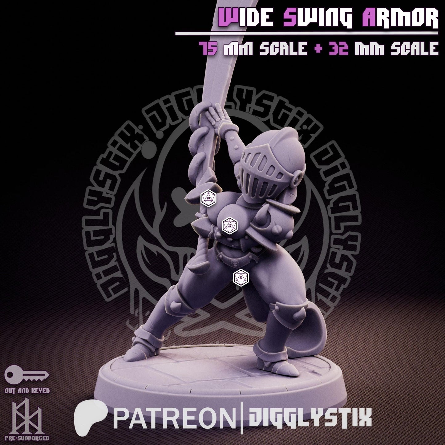 Wide Swing Armor Soldier Pin Up Miniature | Jigglystix