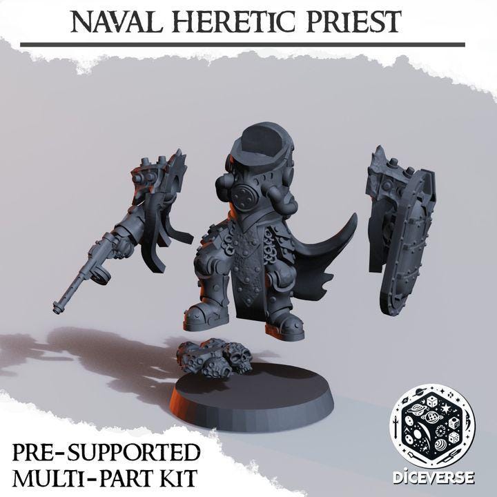 Naval Heretic Priest | 32mm Scale | Trench Crusade | Diceverse