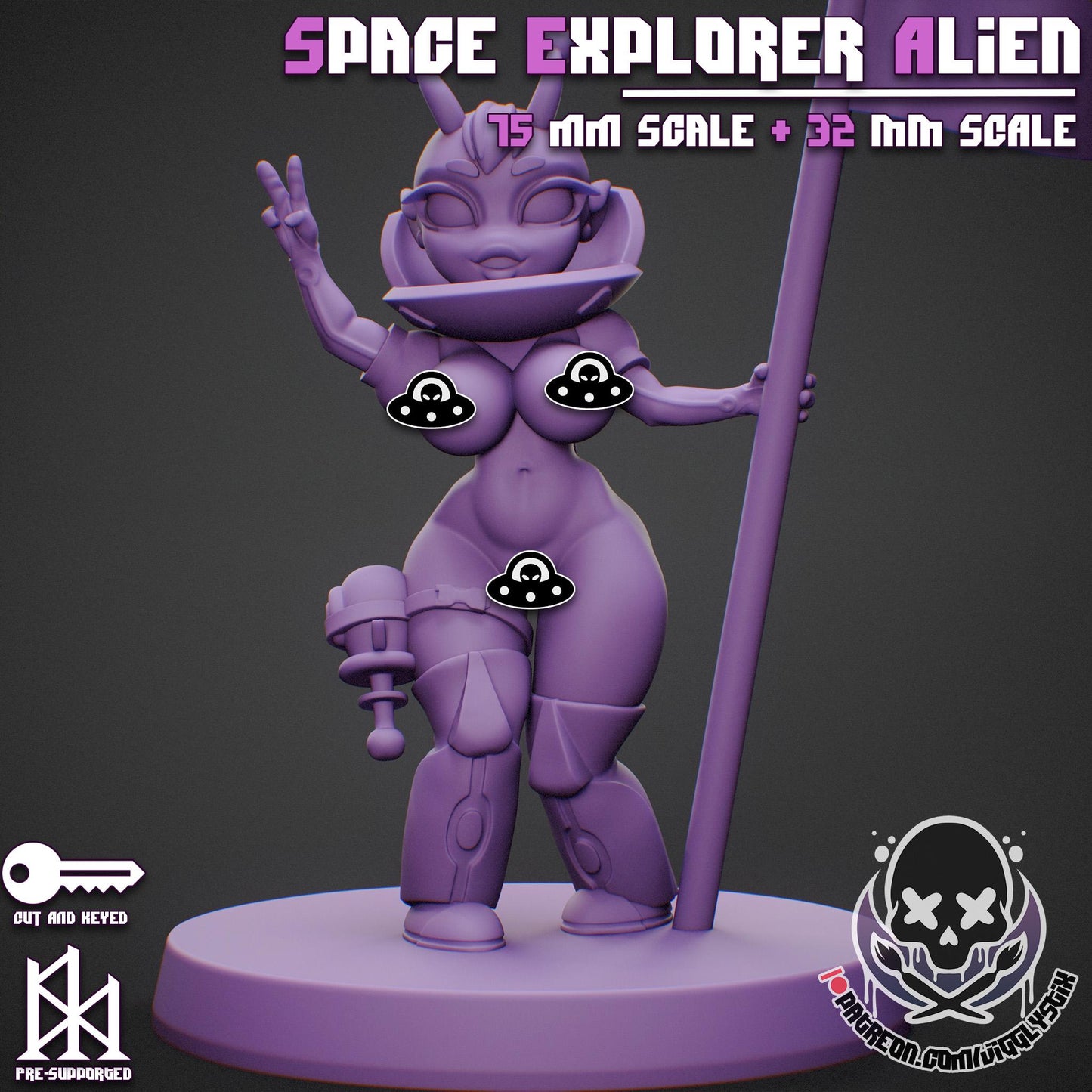 Space Explorer Alien Pin Up Miniature | Jigglystix
