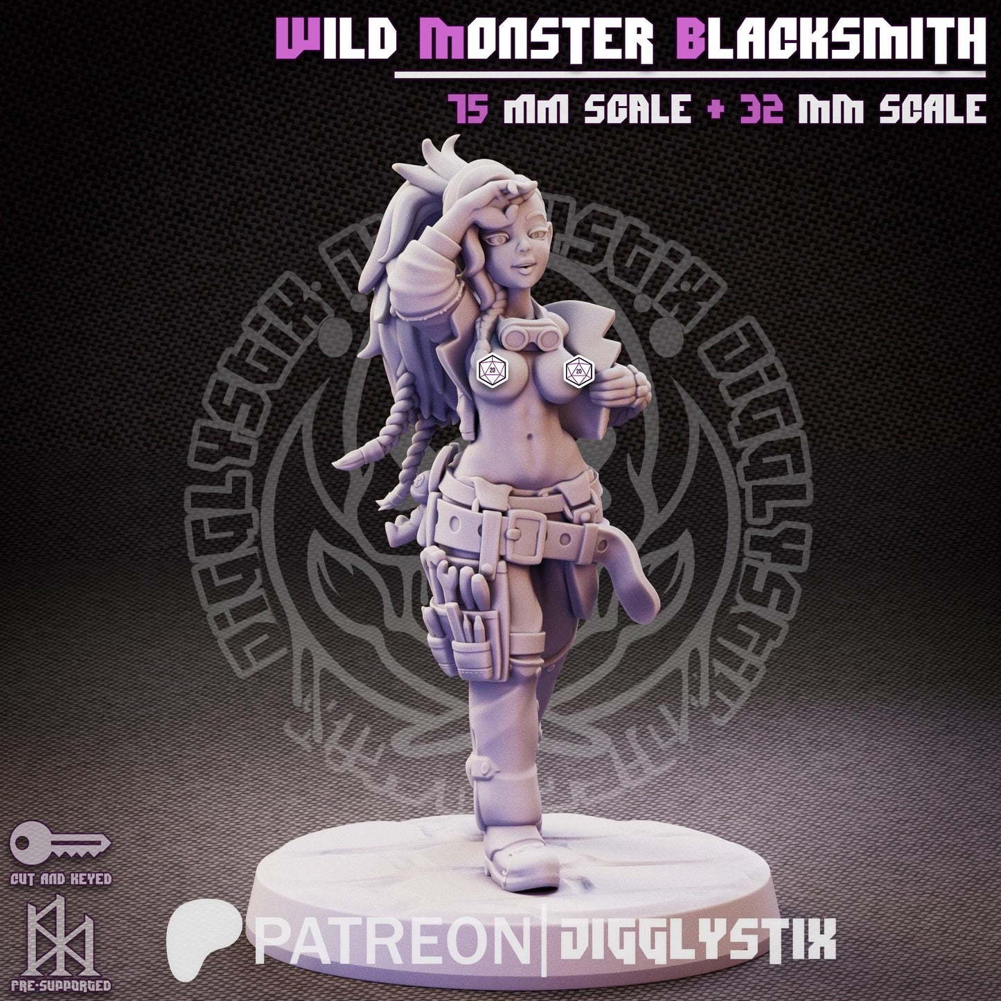 Wild Monster Blacksmith Pin Up Miniature | Jigglystix