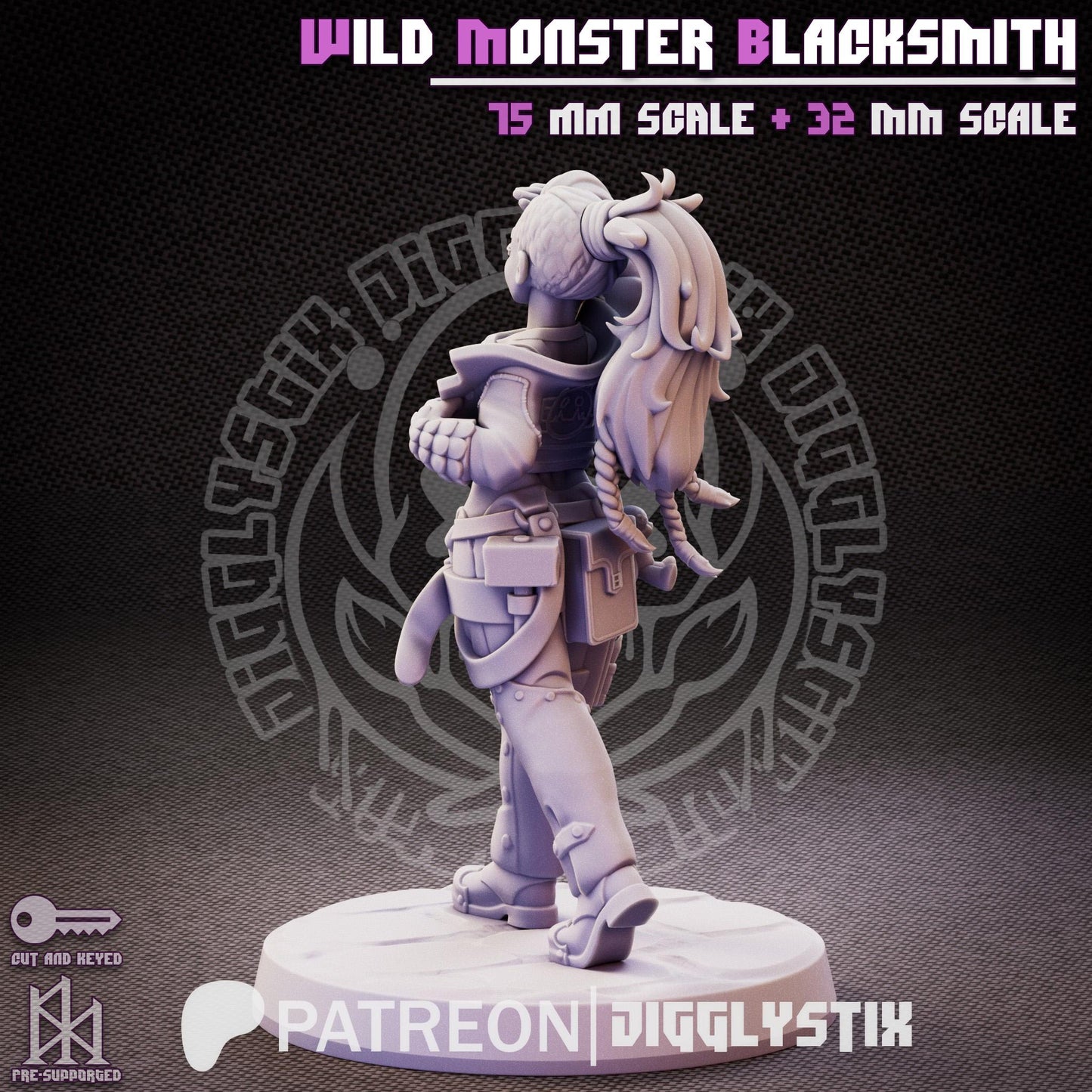 Wild Monster Blacksmith Pin Up Miniature | Jigglystix