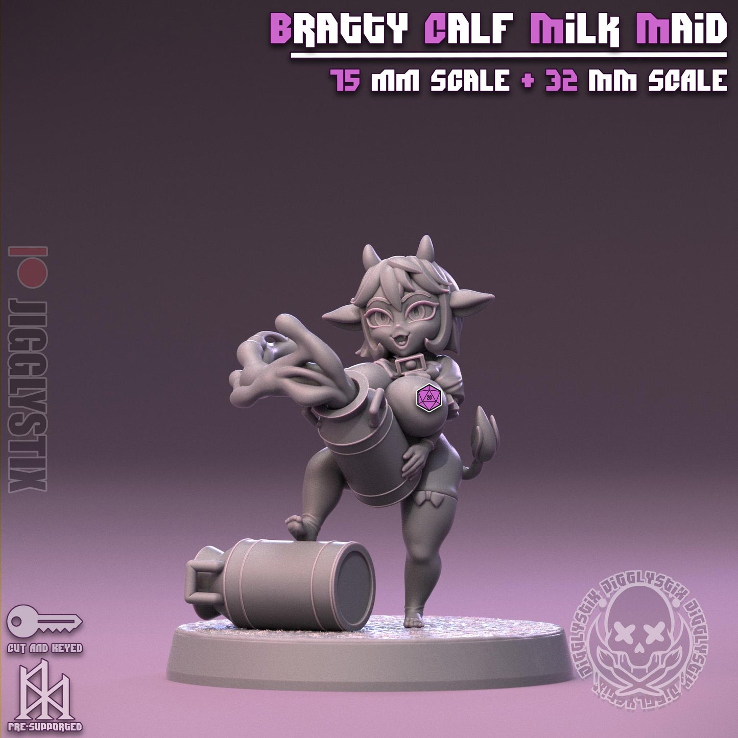 Bratty Calf Milk Maid Pin Up Miniature | Jigglystix