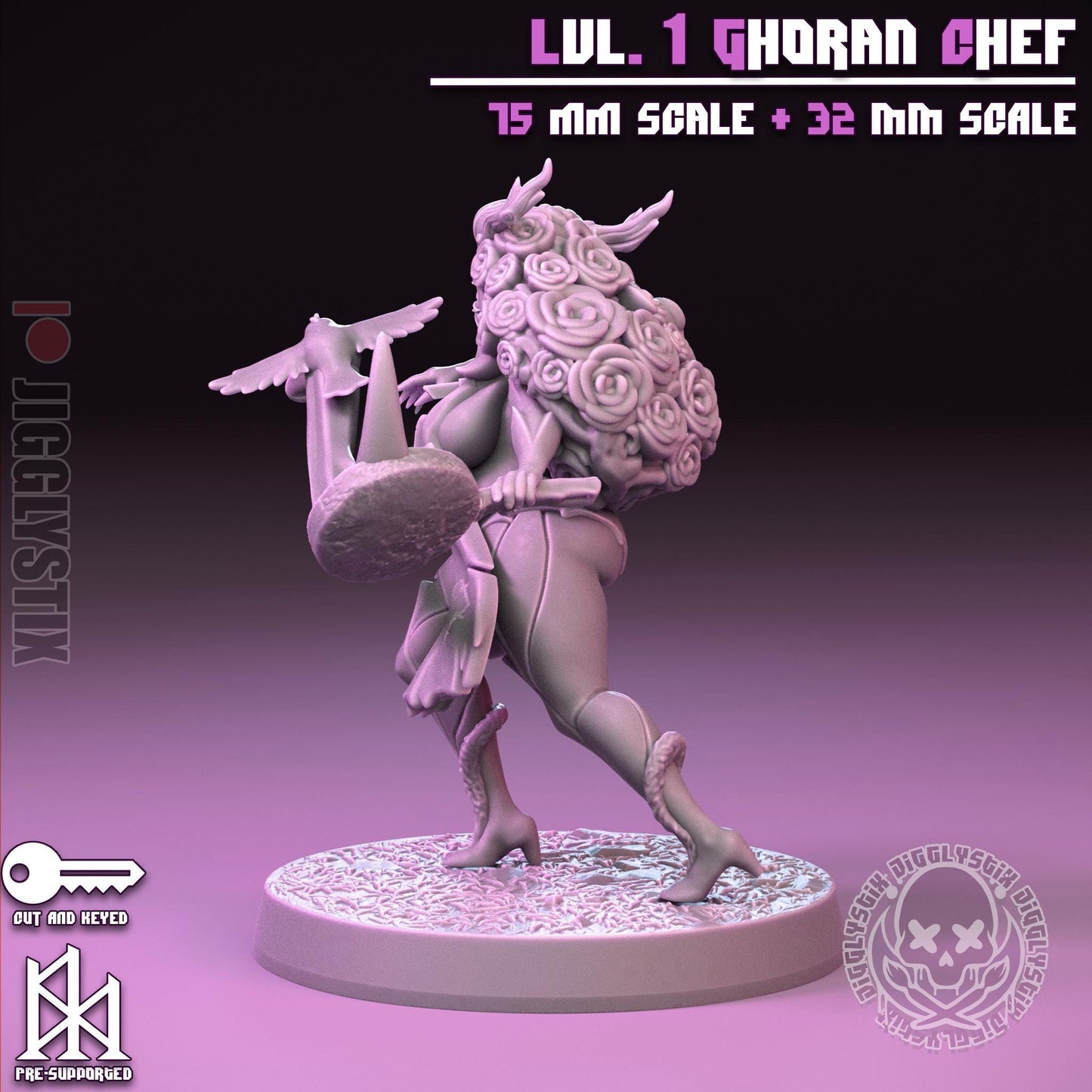 Lvl. 1 Ghoran Chef Pin Up Miniature | Jigglystix