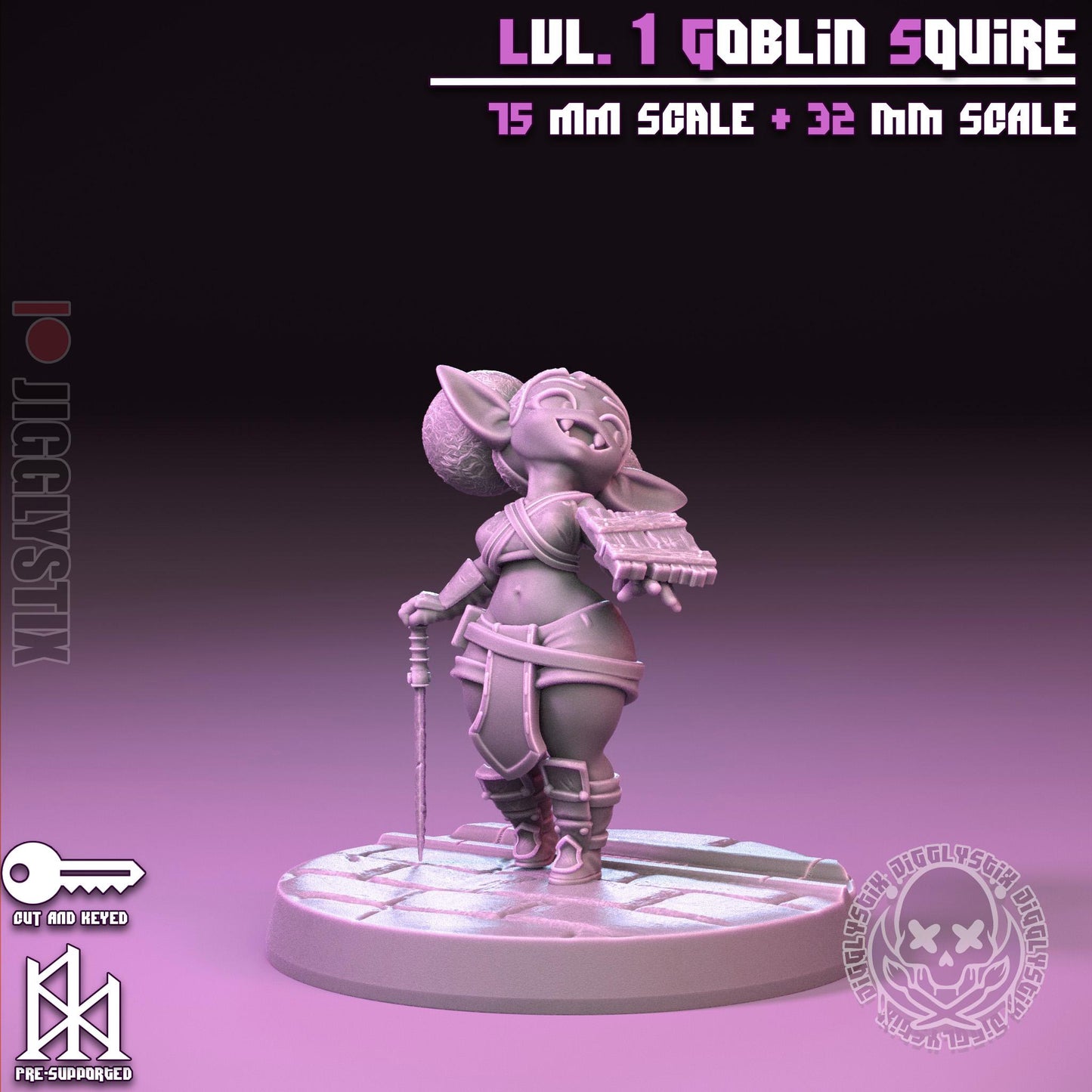 Lvl. 1 Goblin Squire Pin Up Miniature | Jigglystix