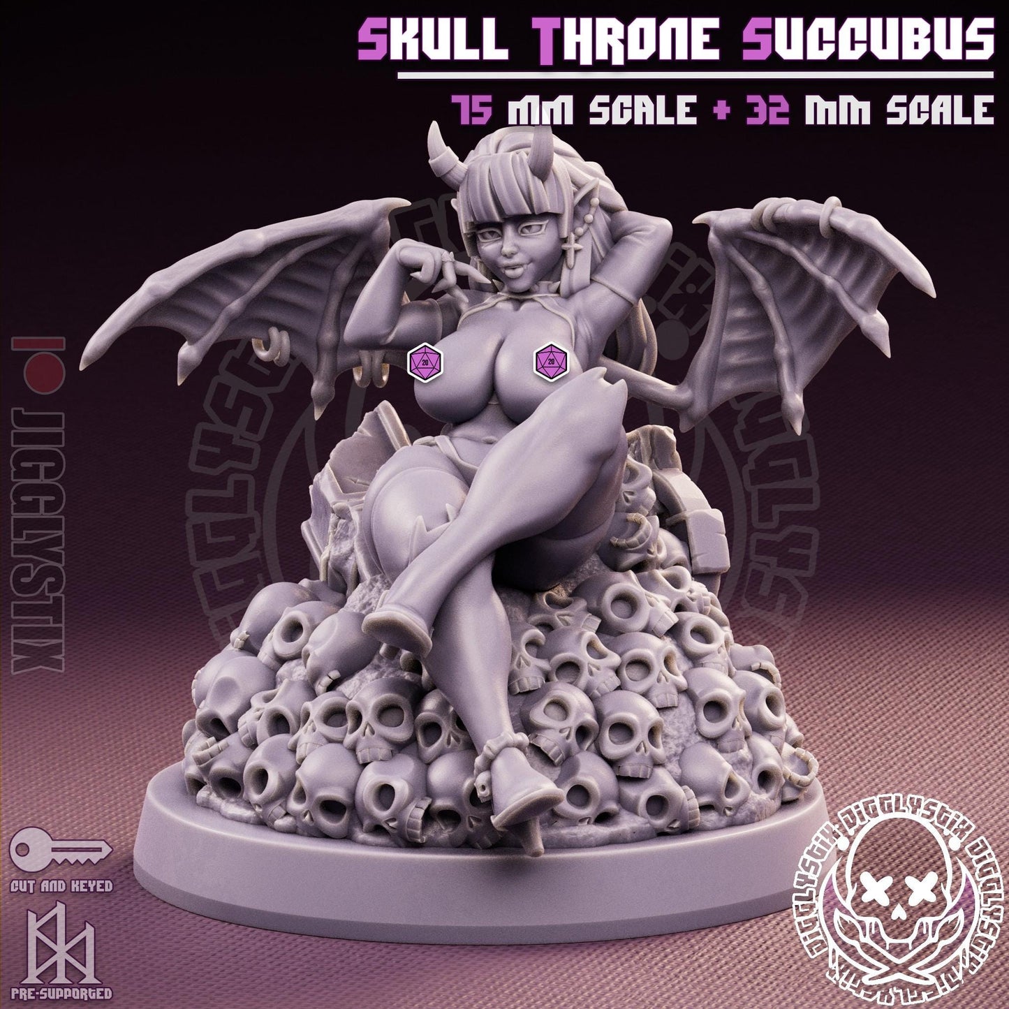 Skull Throne Succubus Pin Up Miniature | Jigglystix