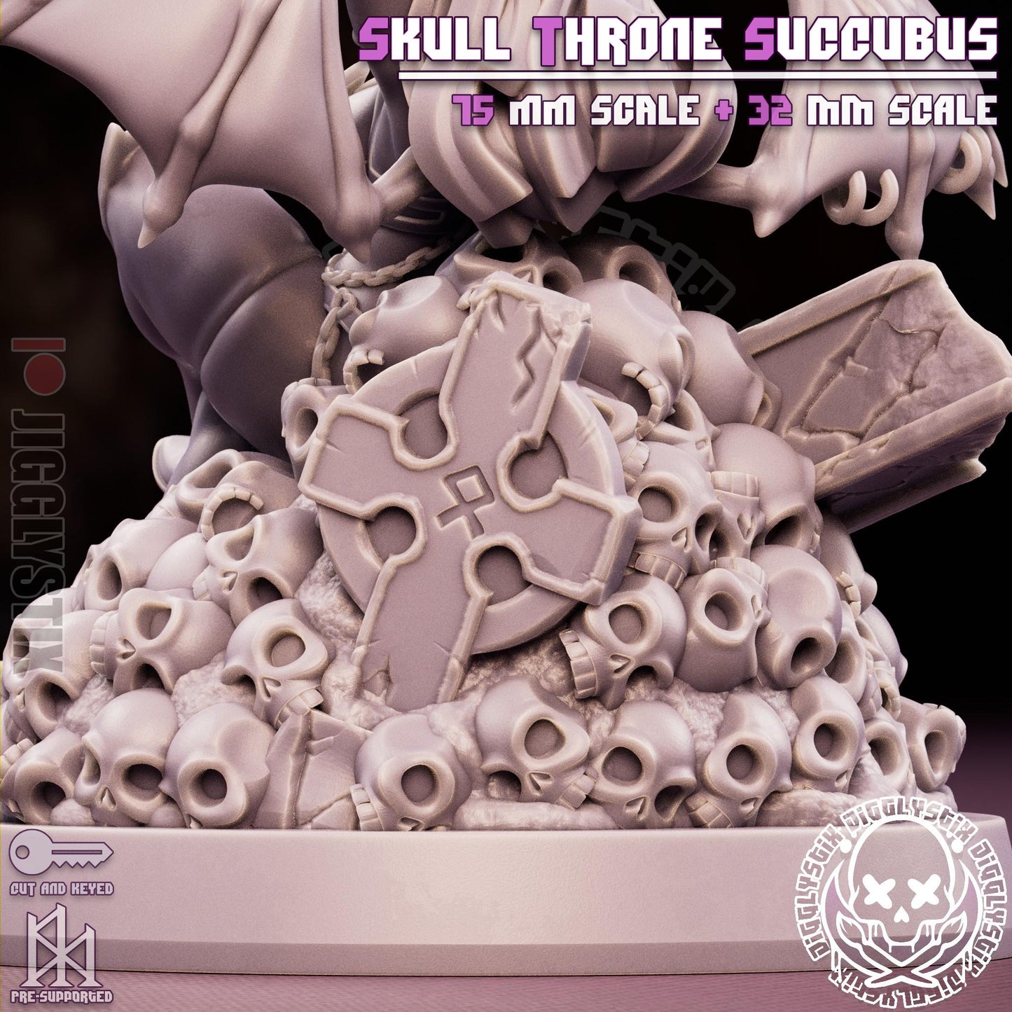 Skull Throne Succubus Pin Up Miniature | Jigglystix