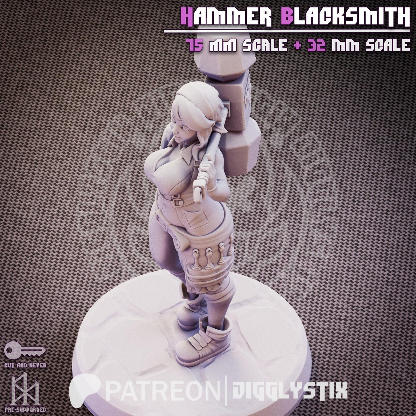 Hammer Blacksmith Pin Up Miniature | Jigglystix