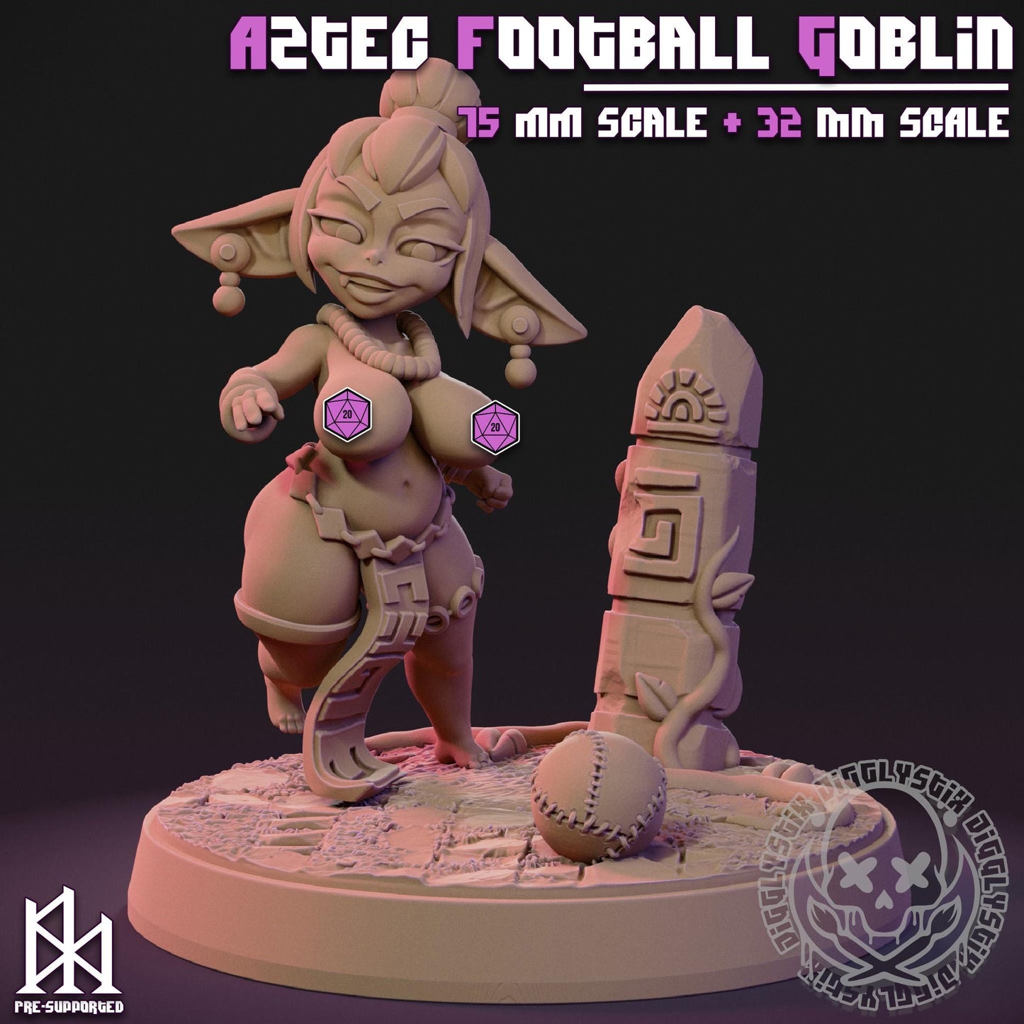 Aztec Football Goblin Girl Miniature | Jigglystix