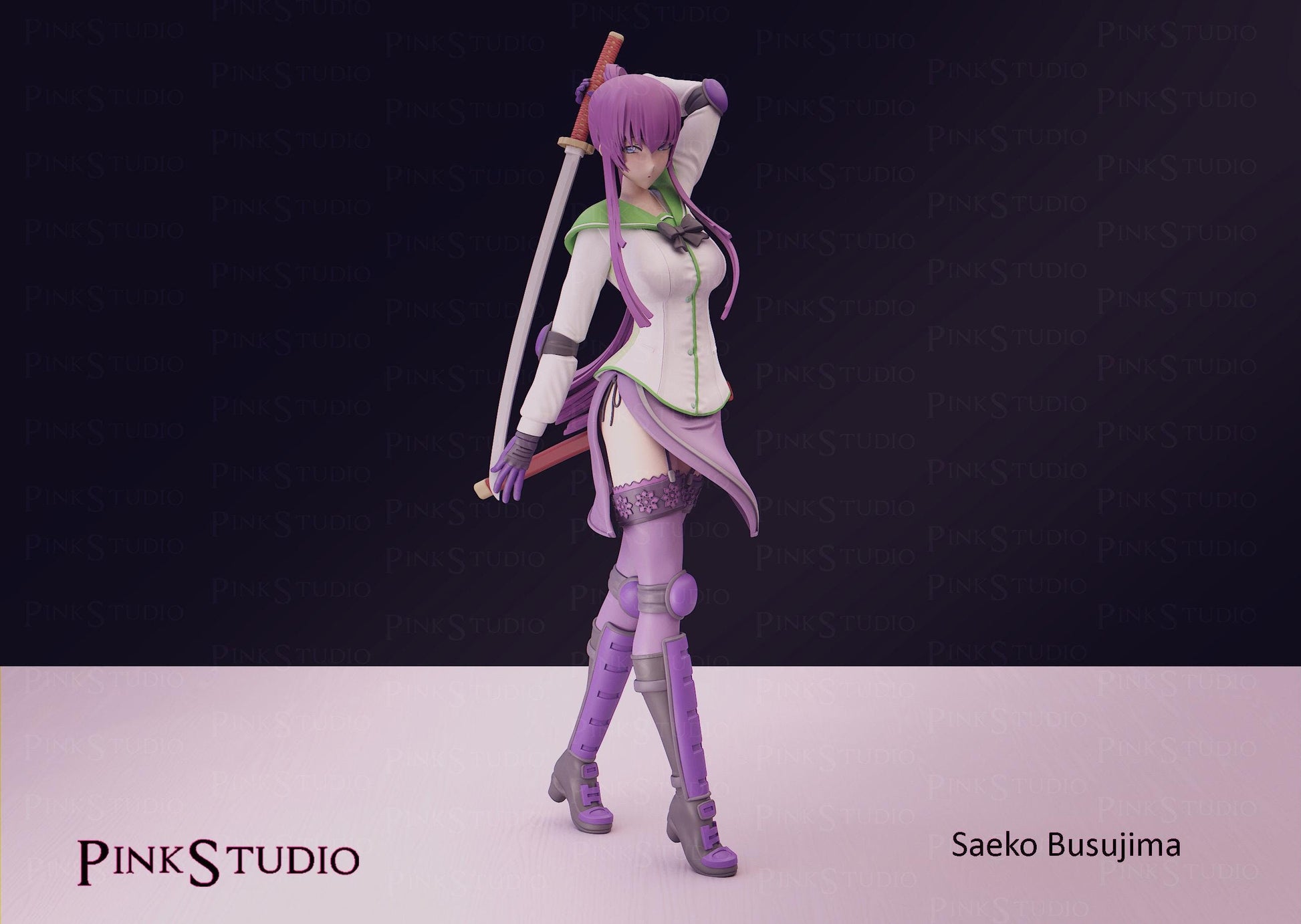 High School of the Dead Inspired Fanart HOTD - Saeko Busujima Resin Model Kit