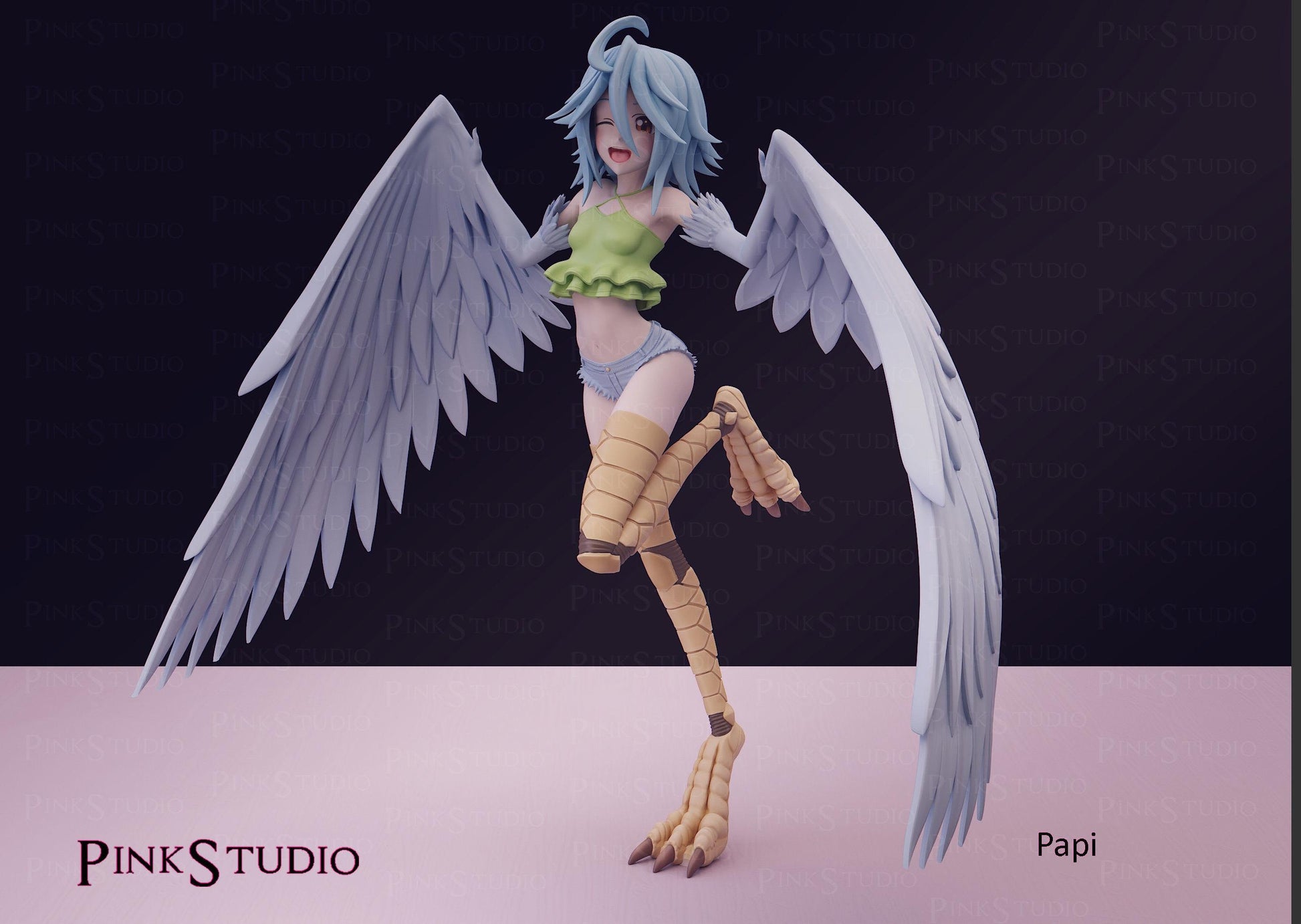Monster Musume Inspired Fanart Papi the Harpy Resin Model Kit 17.5cm