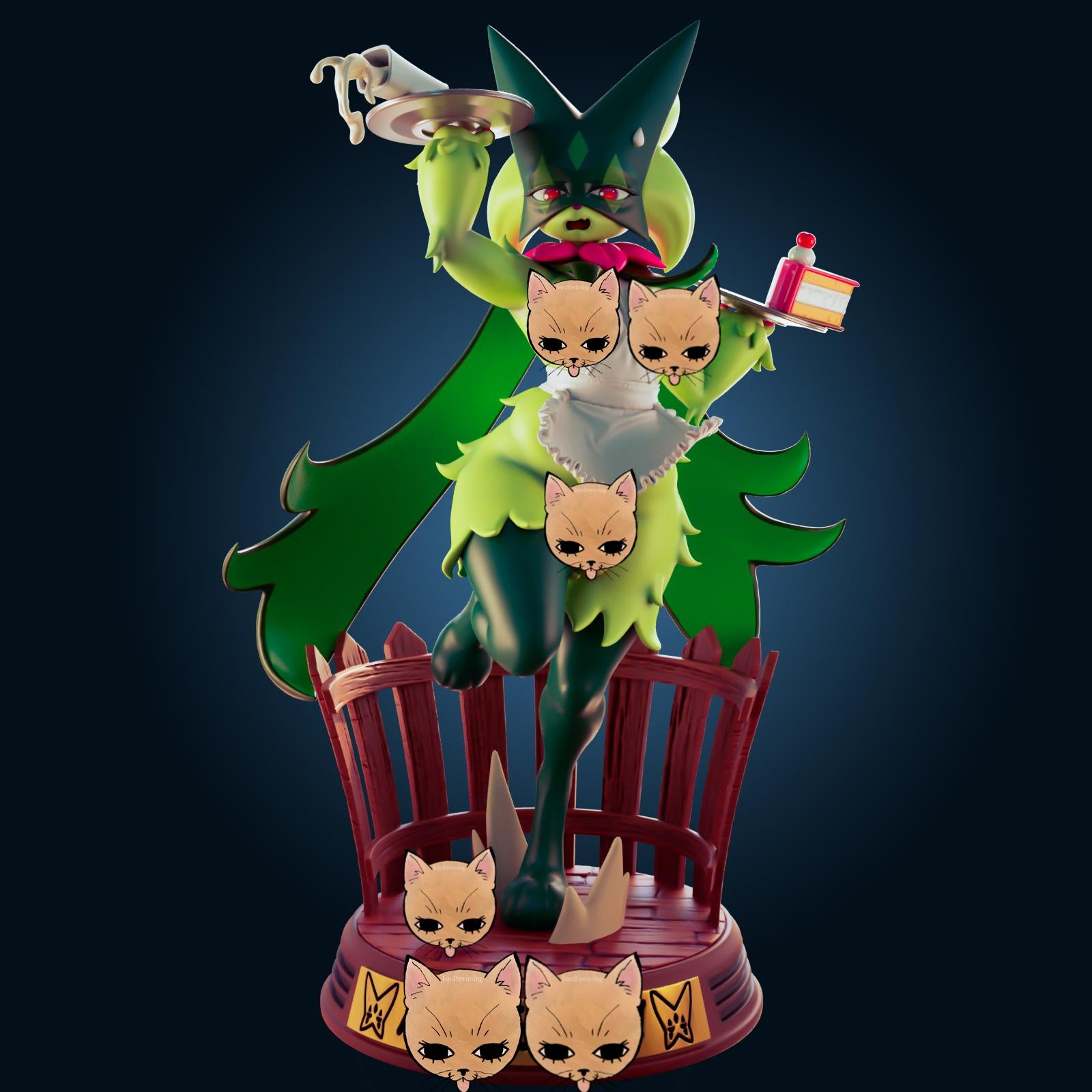 Green Cat Girl Furry Inspired Fanart Resin Model Kit Designed by Officer Rhu