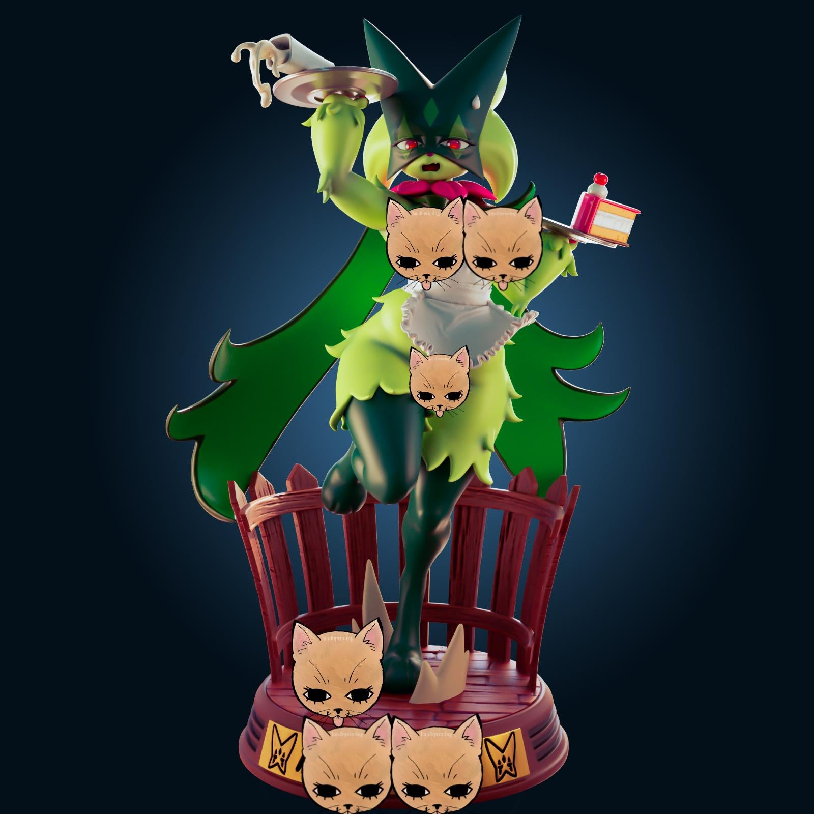 Green Cat Girl Furry Inspired Fanart Resin Model Kit Designed by Officer Rhu