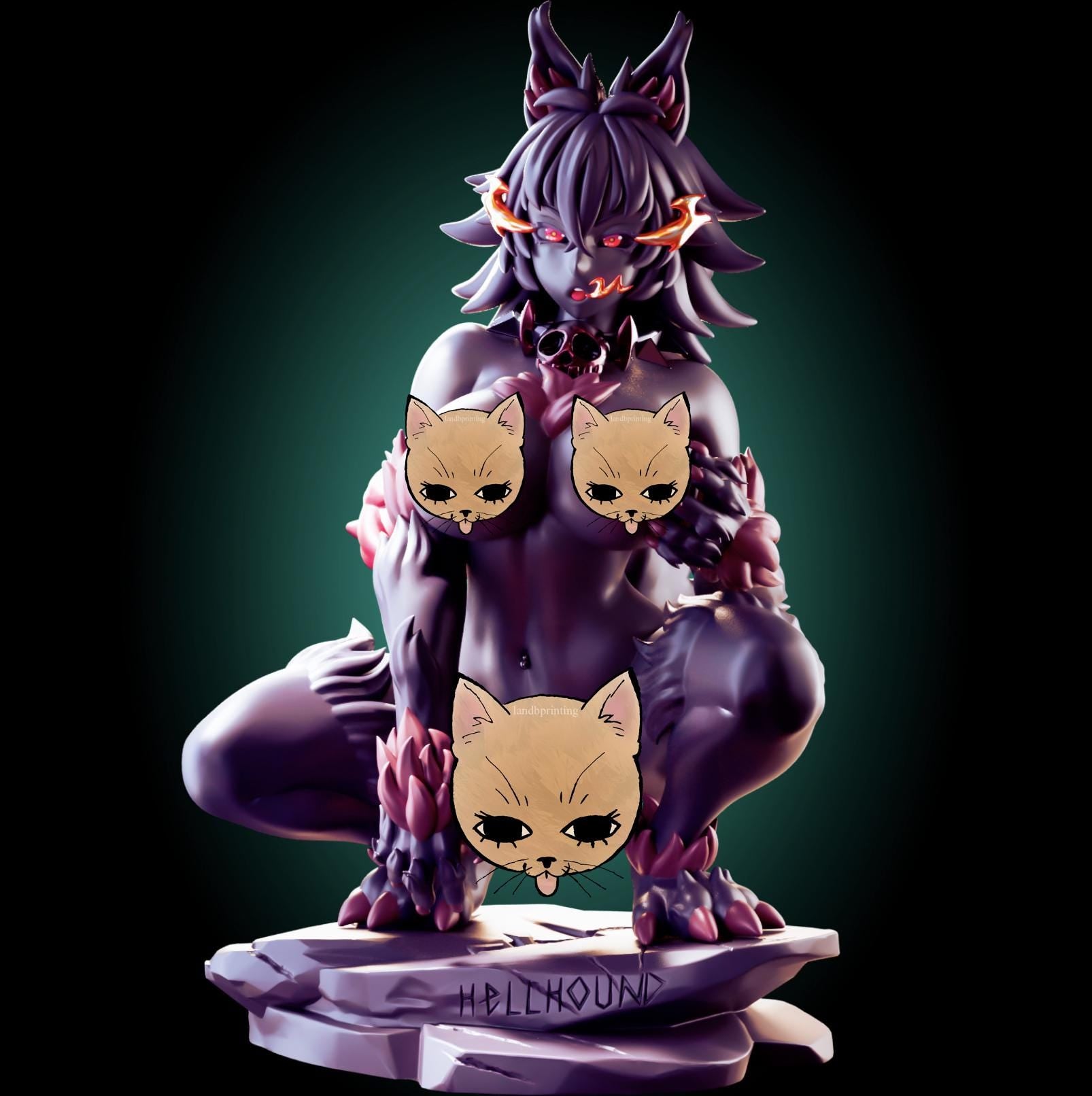 Hellhound Monster Furry Girl Waifu Resin Model Kit Designed by Officer Rhu