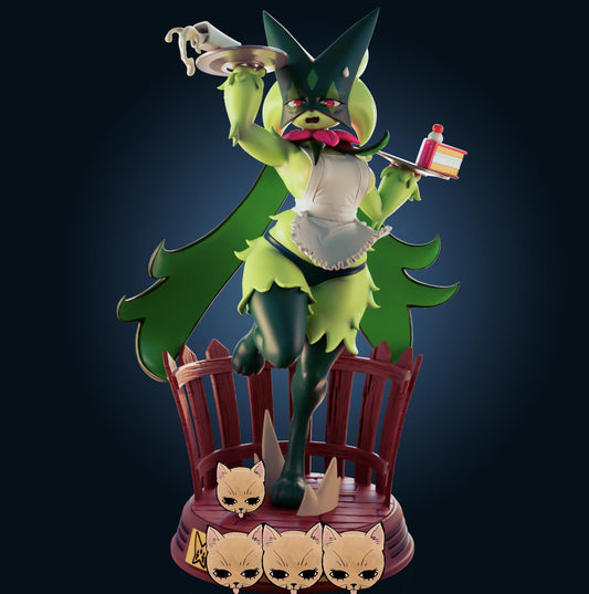 Green Cat Girl Furry Inspired Fanart Resin Model Kit Designed by Officer Rhu