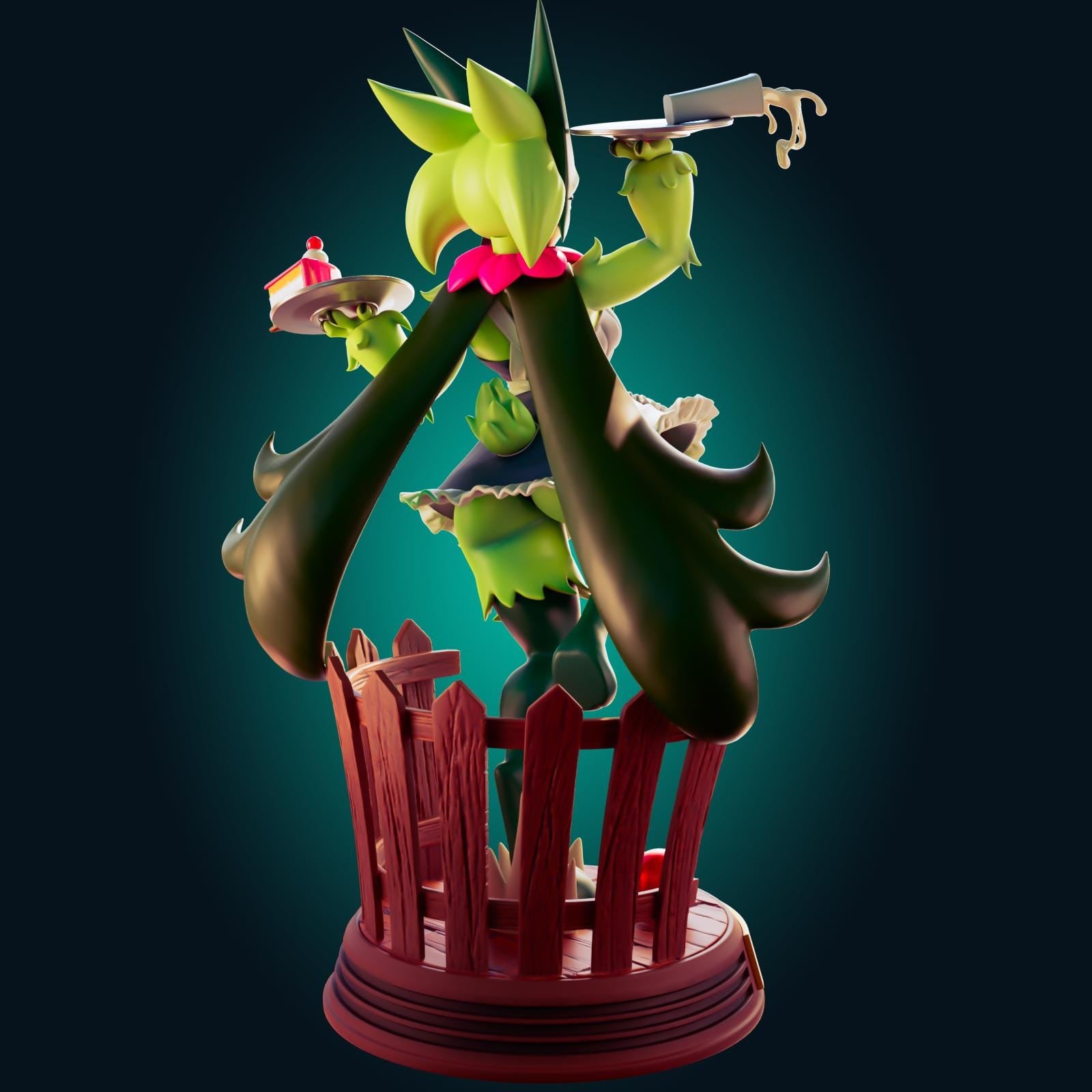 Green Cat Girl Furry Inspired Fanart Resin Model Kit Designed by Officer Rhu