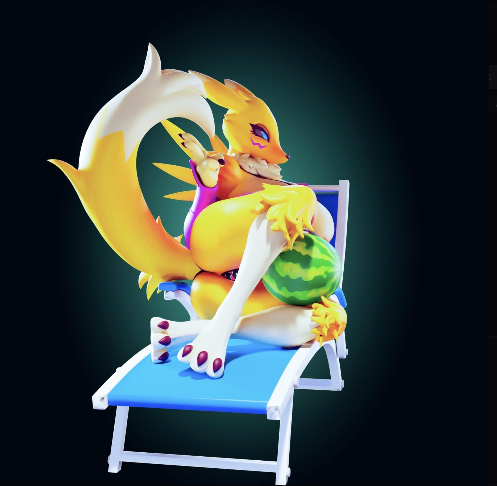 Renamon Inspired Fox Girl Resin Model Kit - Designed by Officer Rhu