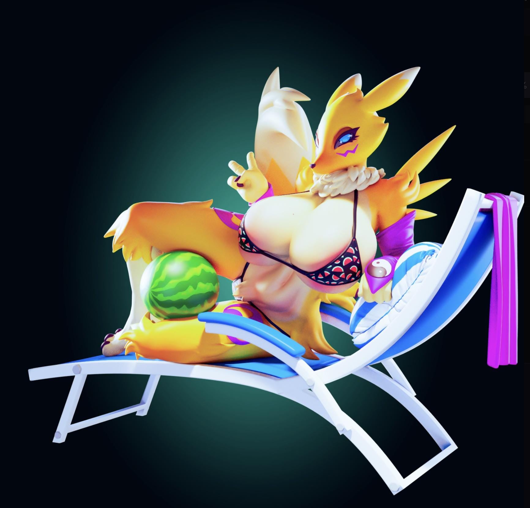 Renamon Inspired Fox Girl Resin Model Kit - Designed by Officer Rhu
