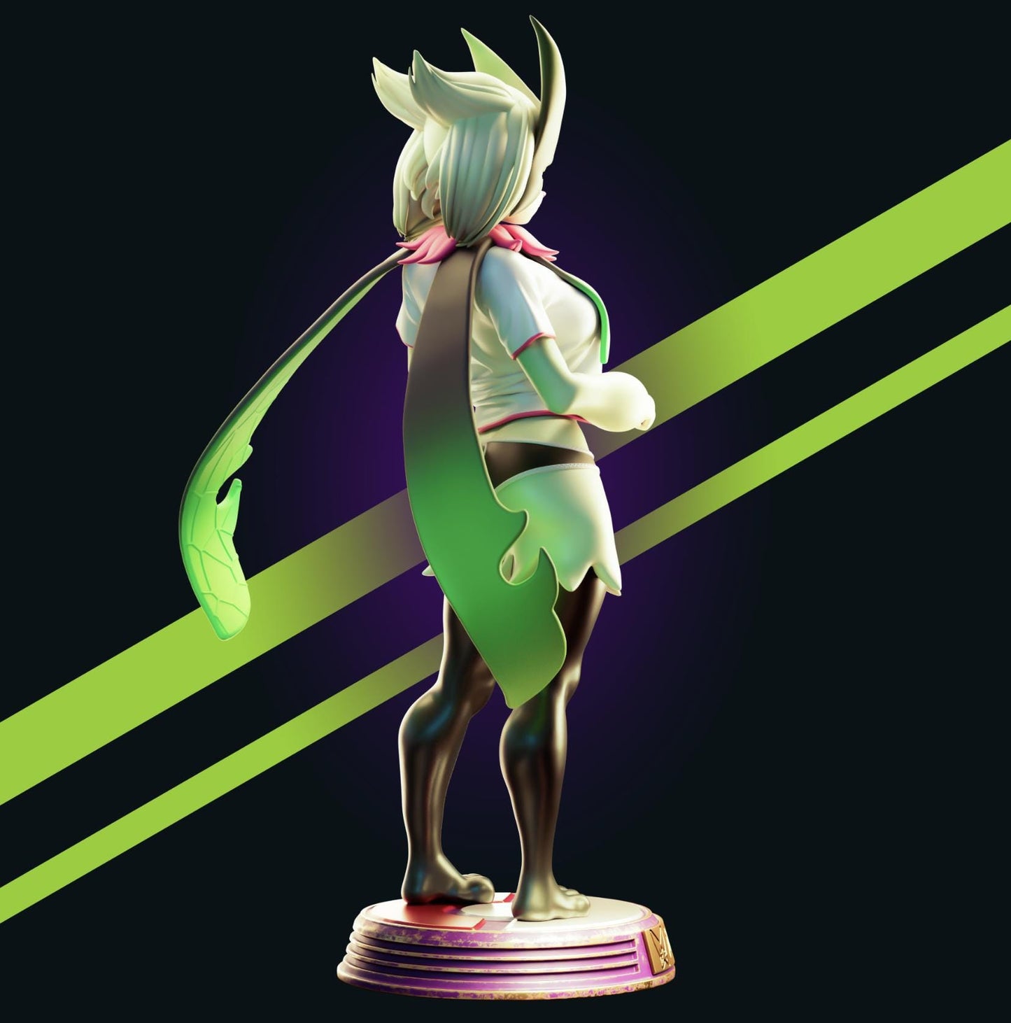 Green Cat Girl Resin Model Kit - Designed by Officer Rhu