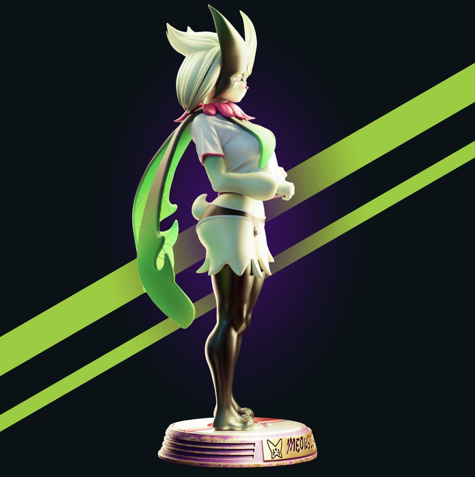 Green Cat Girl Resin Model Kit - Designed by Officer Rhu