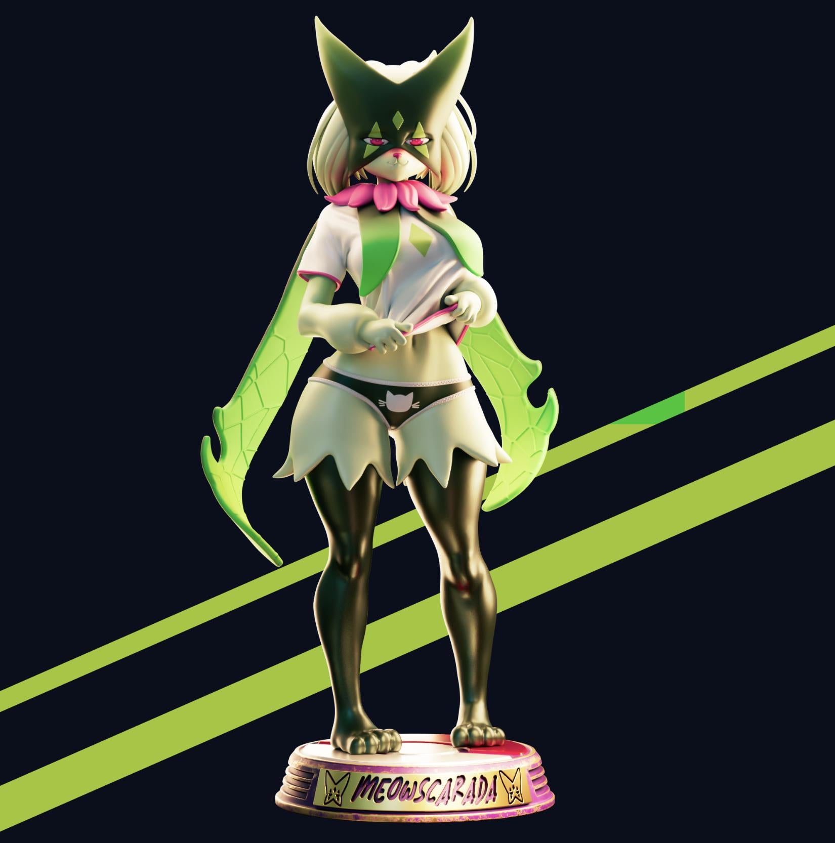 Green Cat Girl Resin Model Kit - Designed by Officer Rhu