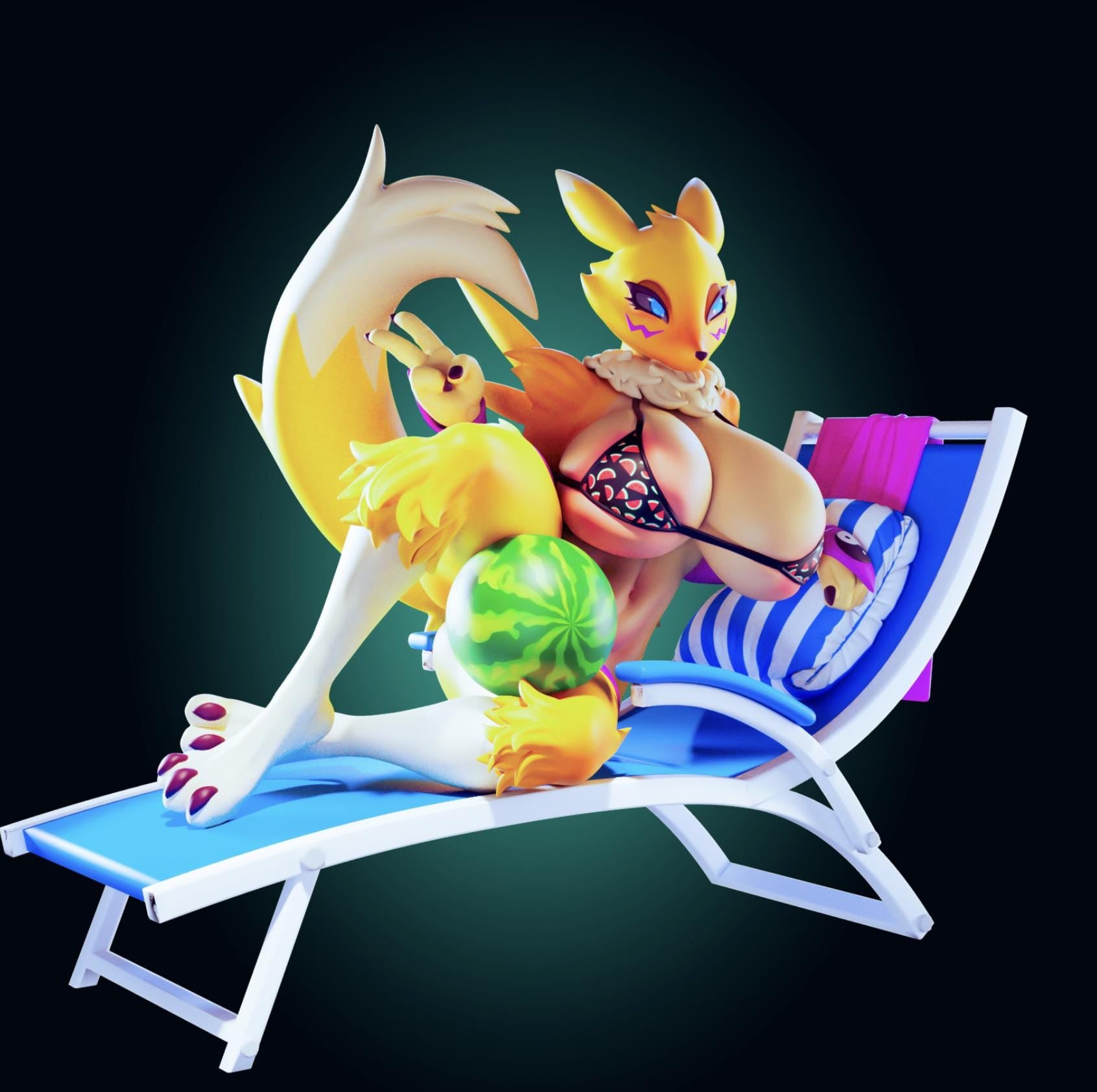 Renamon Inspired Fox Girl Resin Model Kit - Designed by Officer Rhu