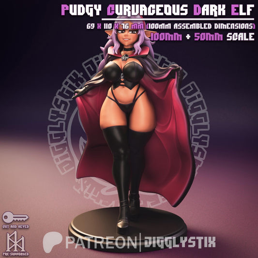 Curvy Dark Elf Model Kit - 50mm or 100mm - Jigglystix
